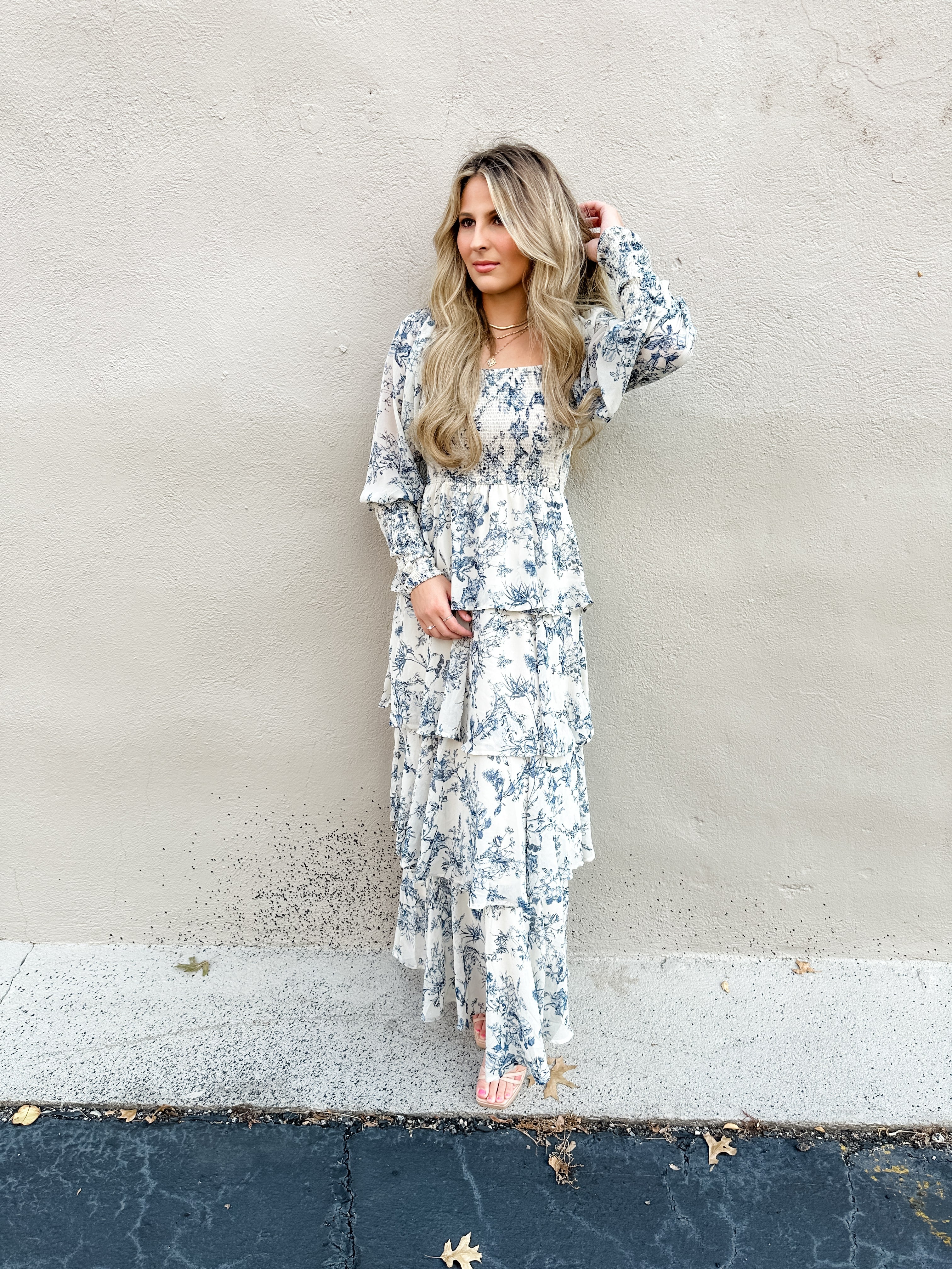 Tiered Floral Ruffle Midi Dress