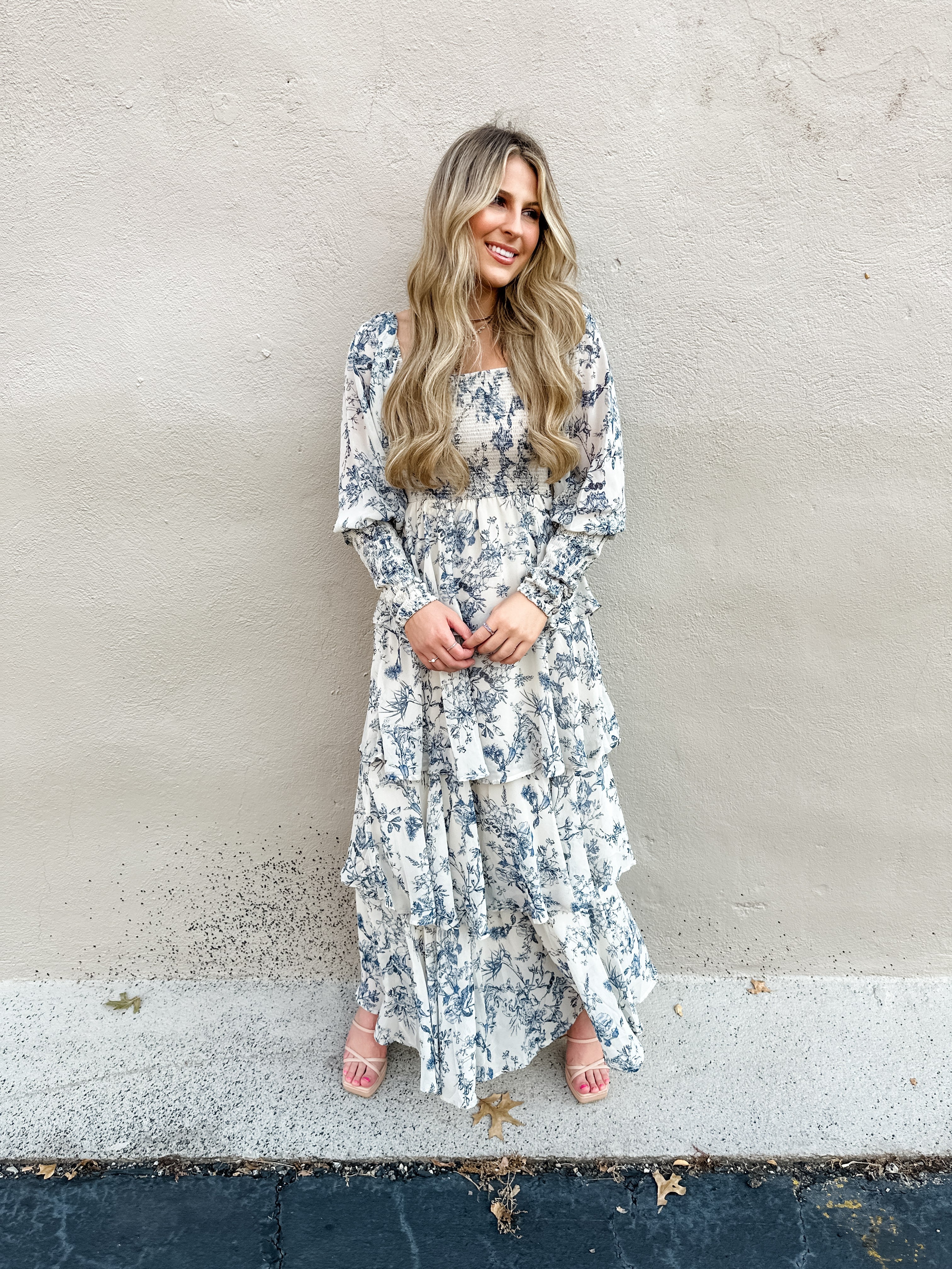 Tiered Floral Ruffle Midi Dress