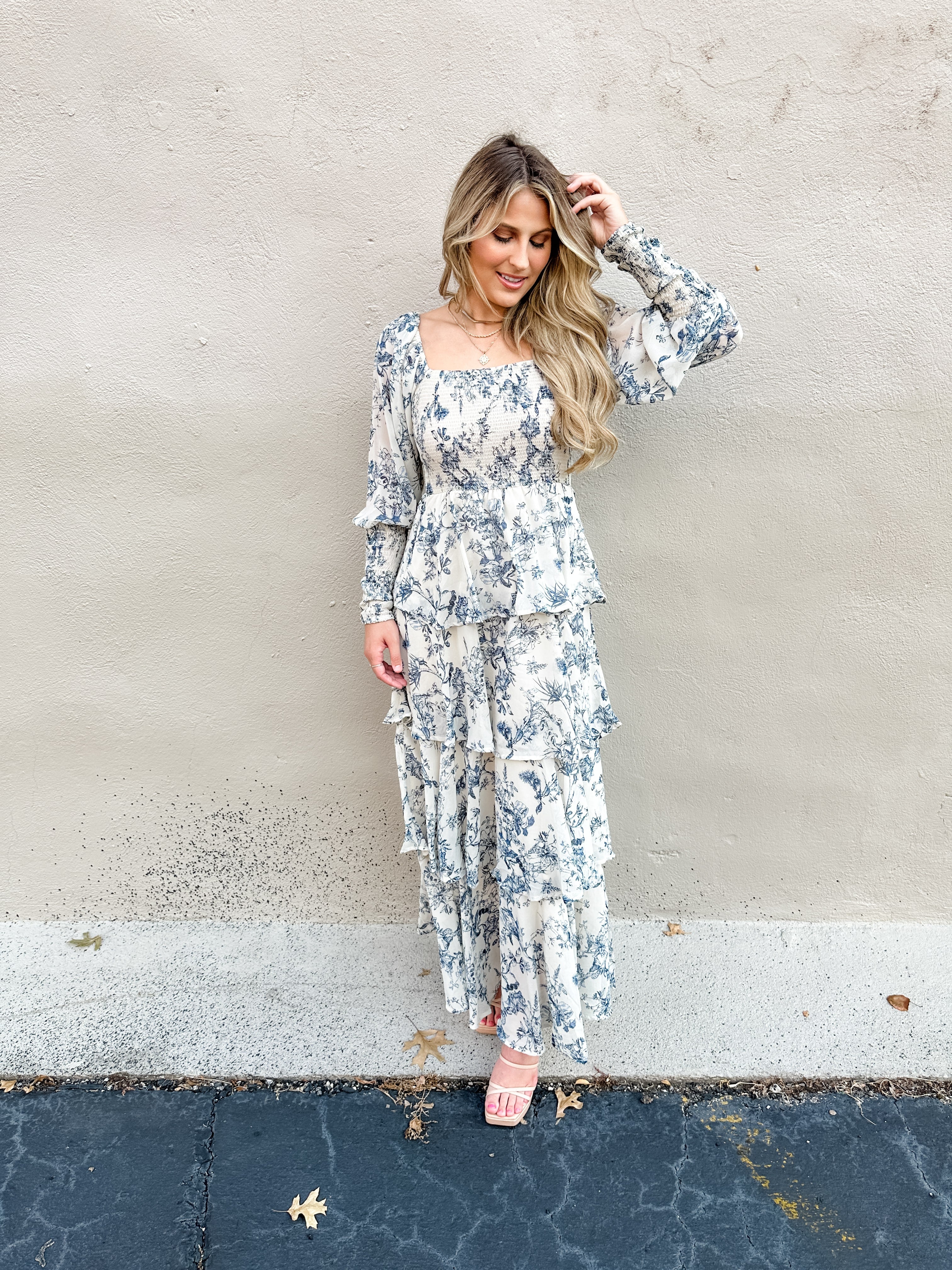 Tiered Floral Ruffle Midi Dress