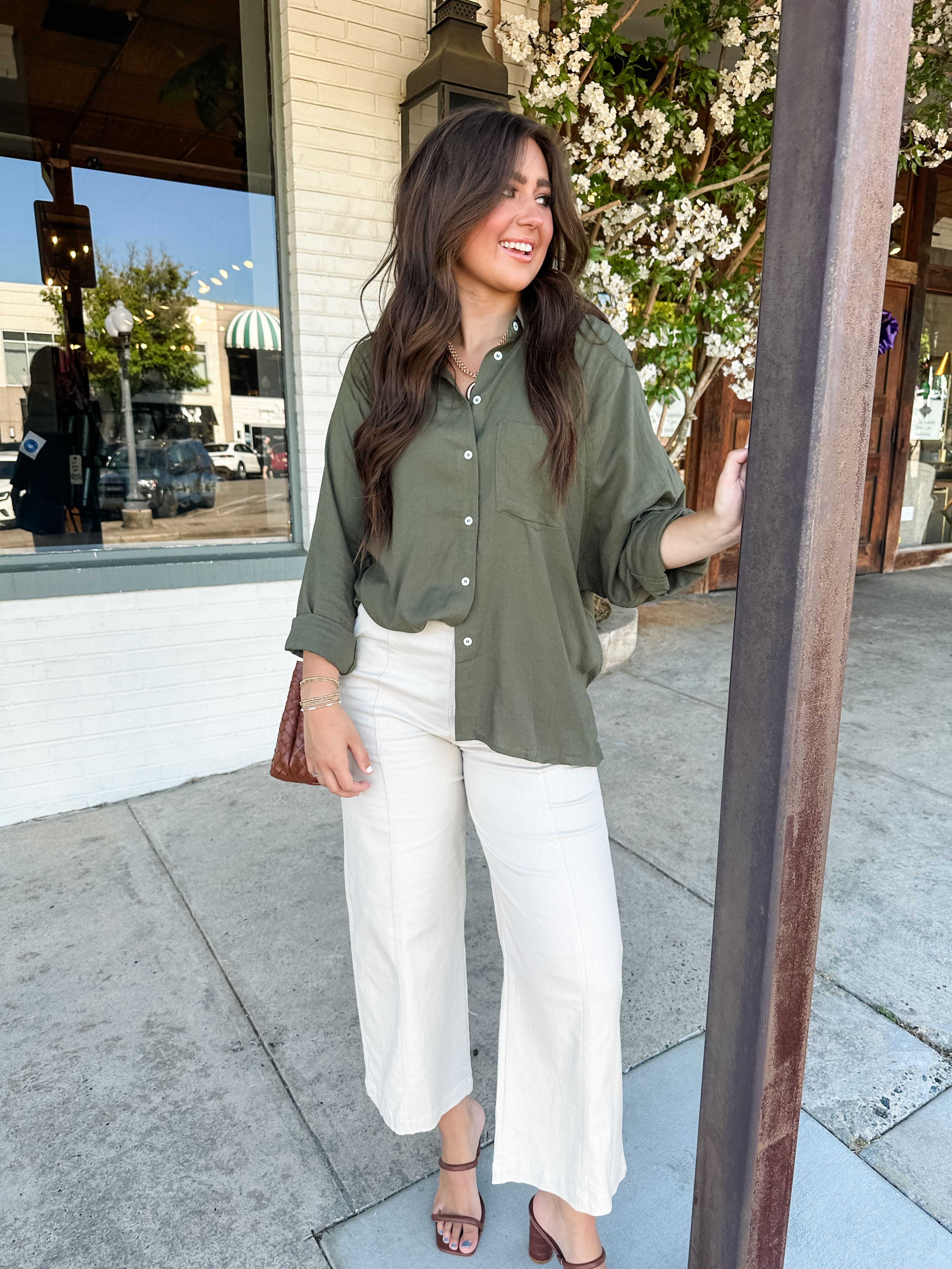 Solid Button Down Top