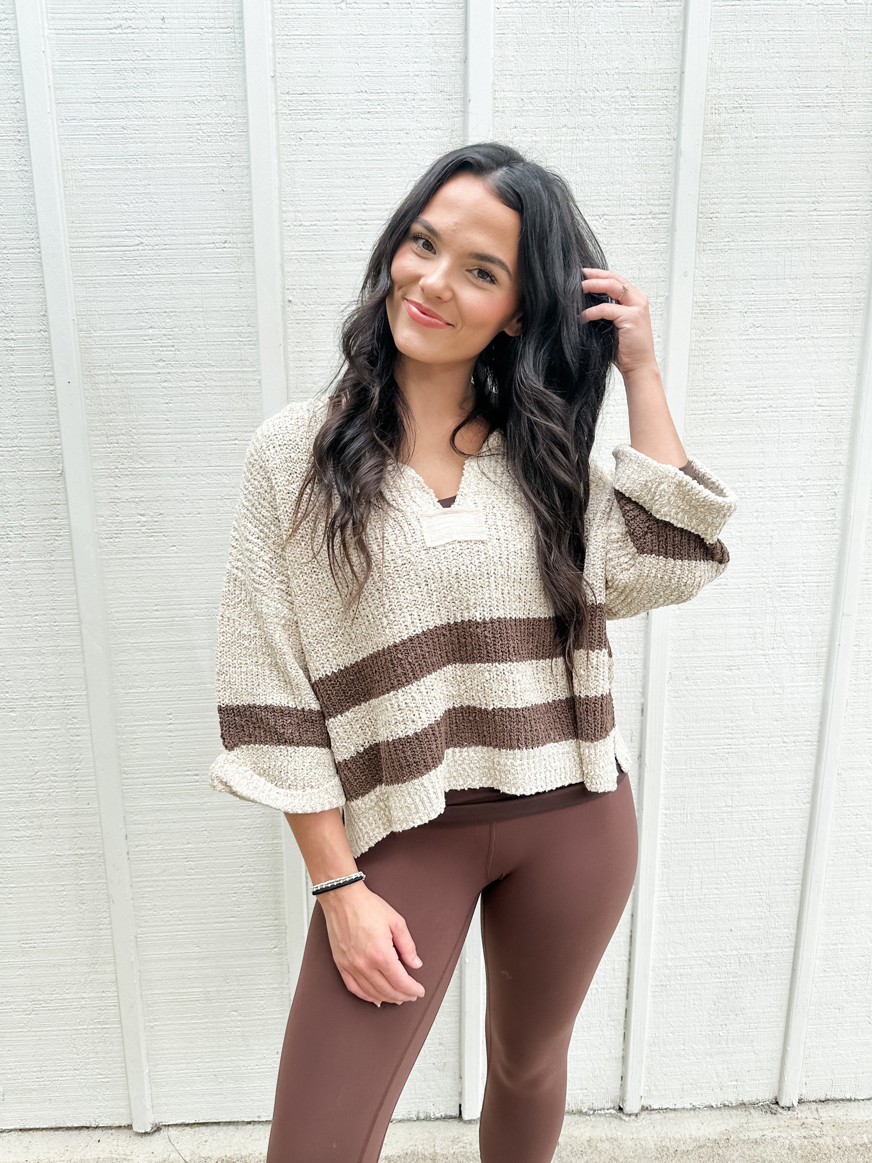 Double Stripe V-Neck Sweater