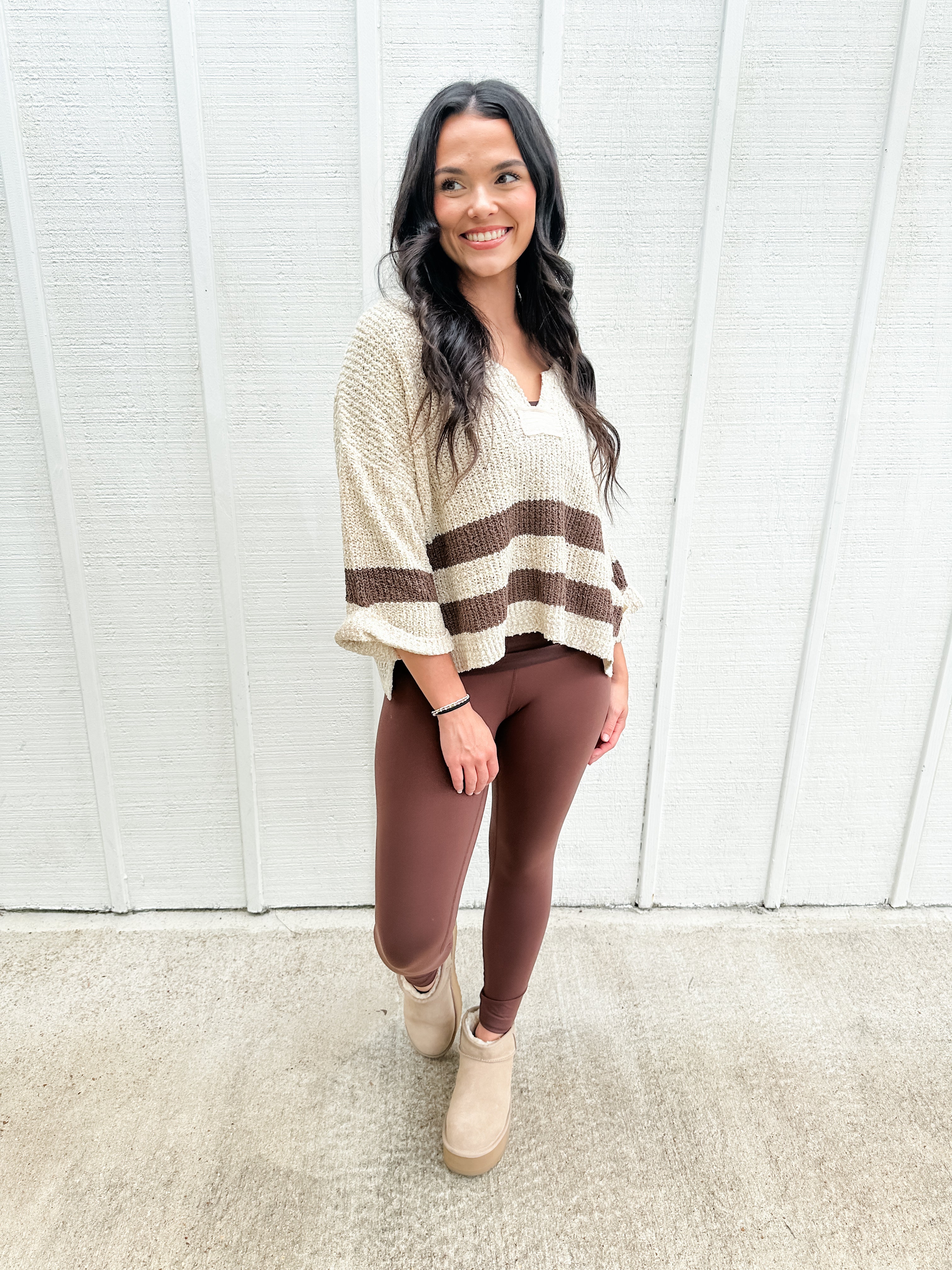 Double Stripe V-Neck Sweater