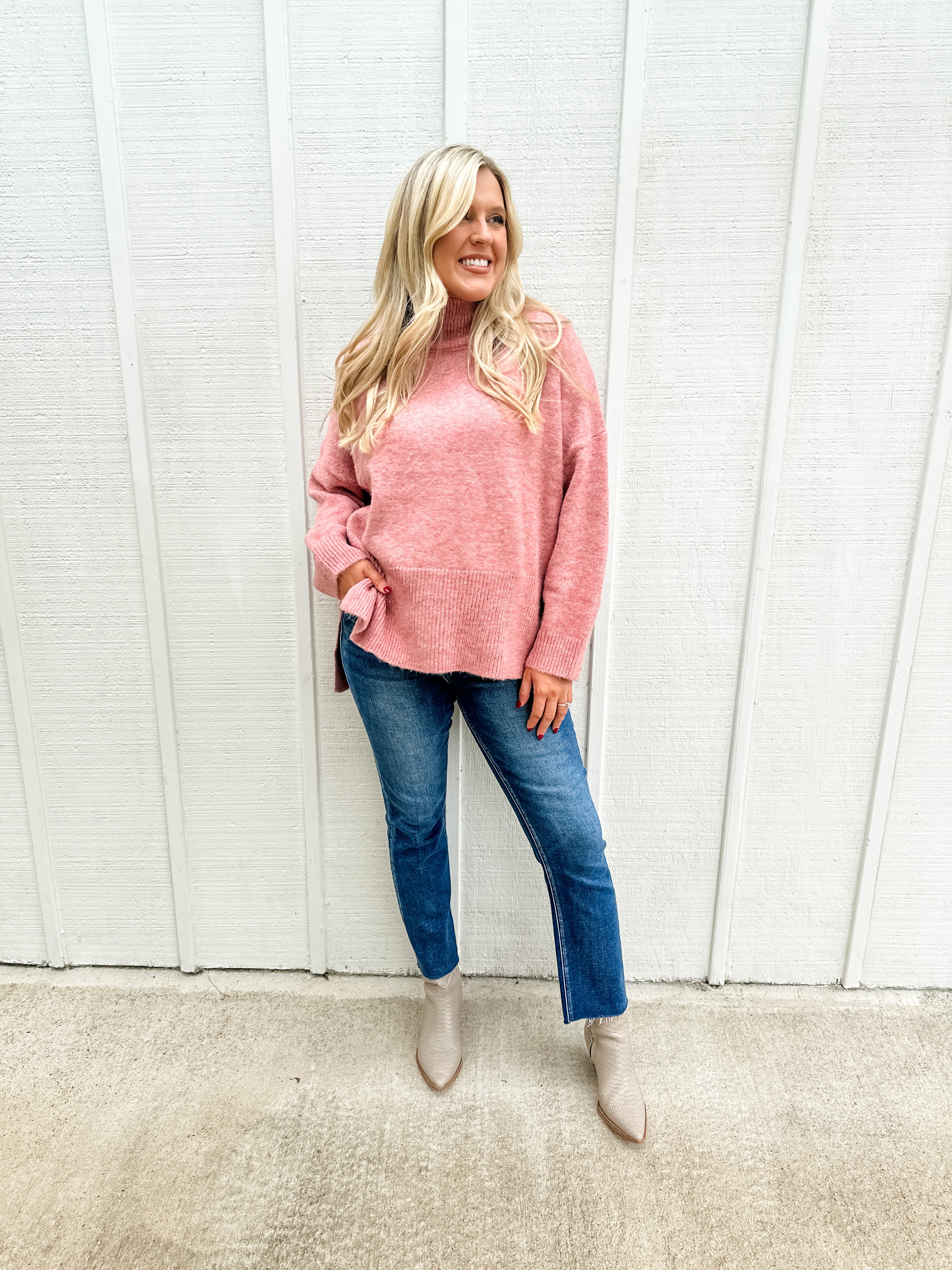 Mock Neck Tunic Sweater