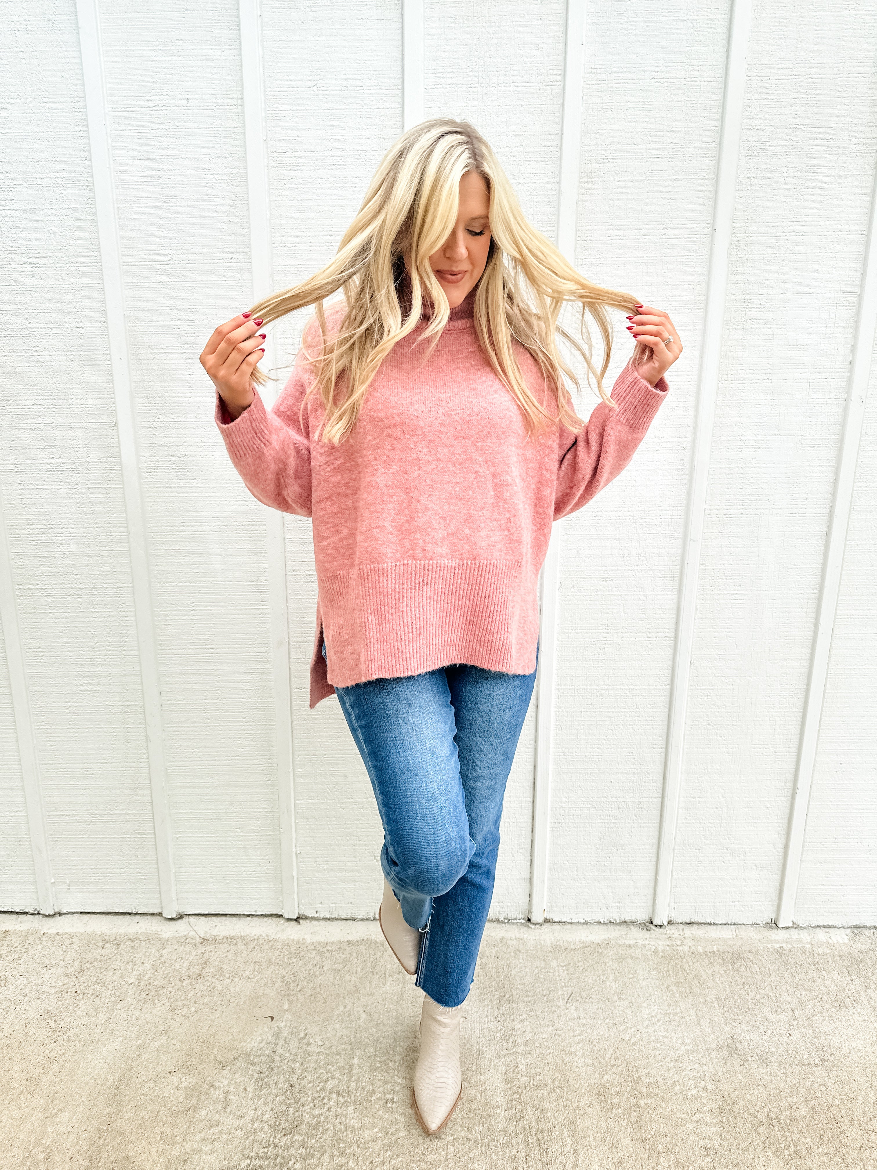 Mock Neck Tunic Sweater