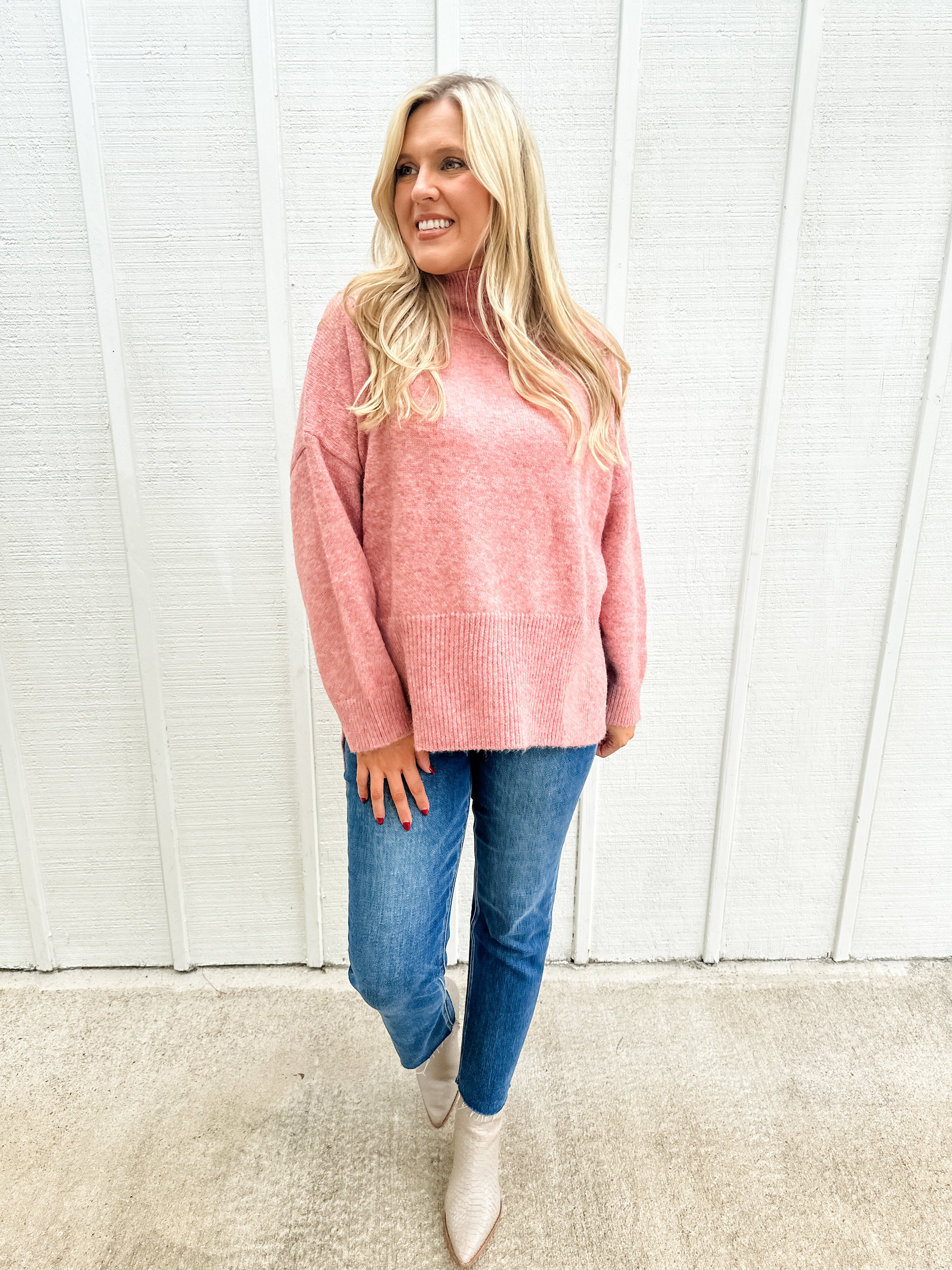 Mock Neck Tunic Sweater