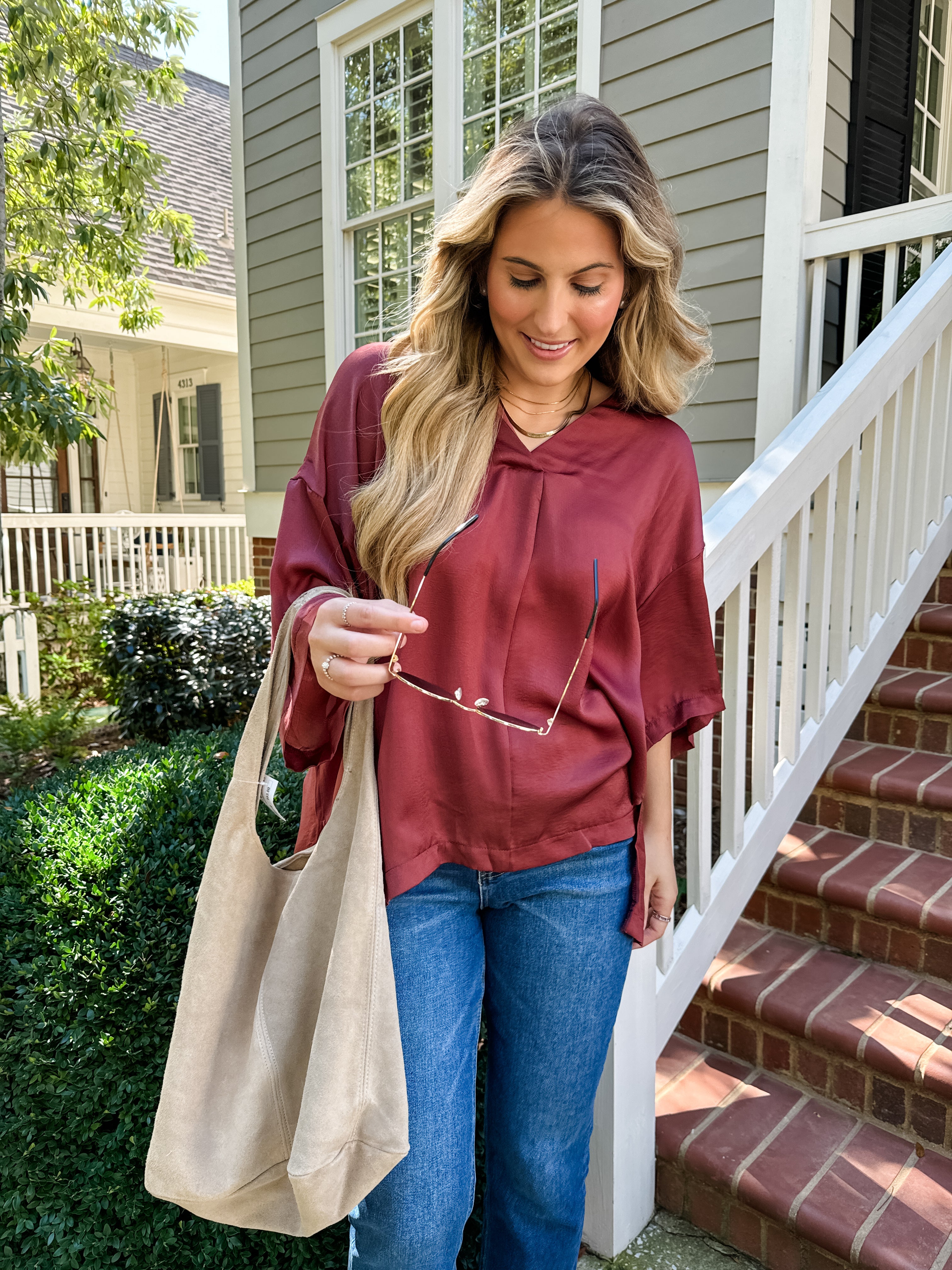 V-neck Silky Top