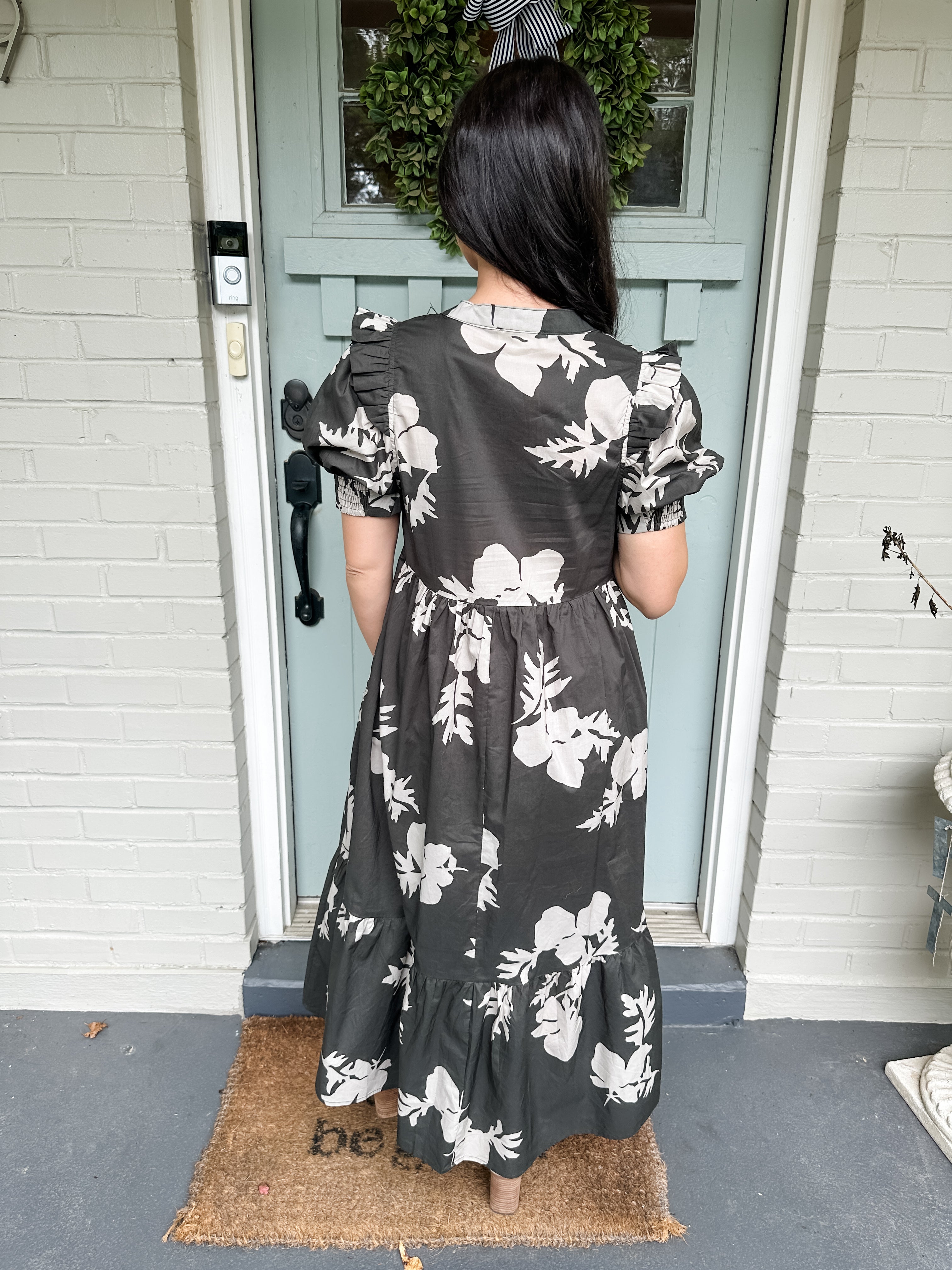 Two Tone Floral Midi Dress