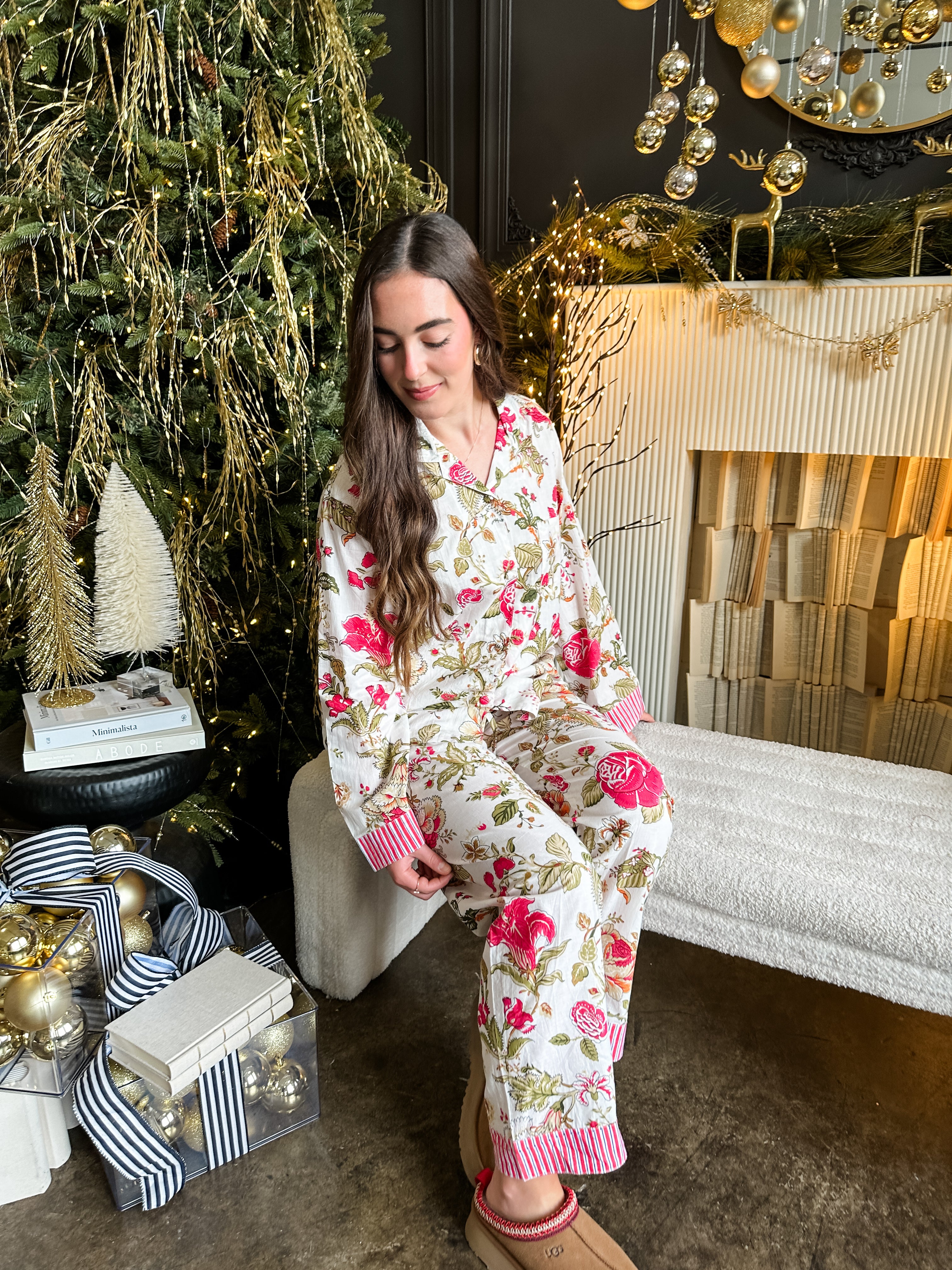 Floral and Stripe Long Sleeve Pajama Set