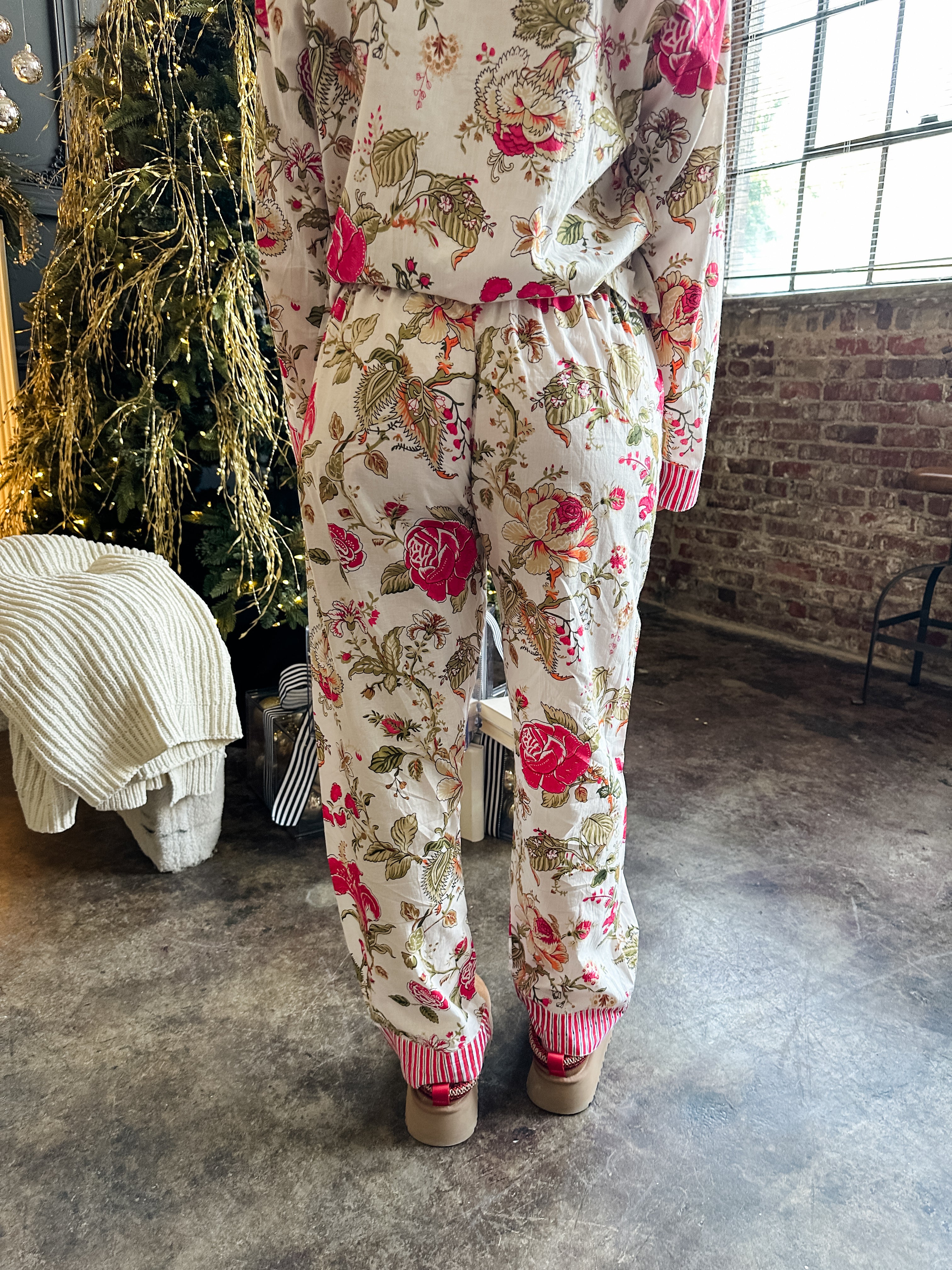 Floral and Stripe Long Sleeve Pajama Set