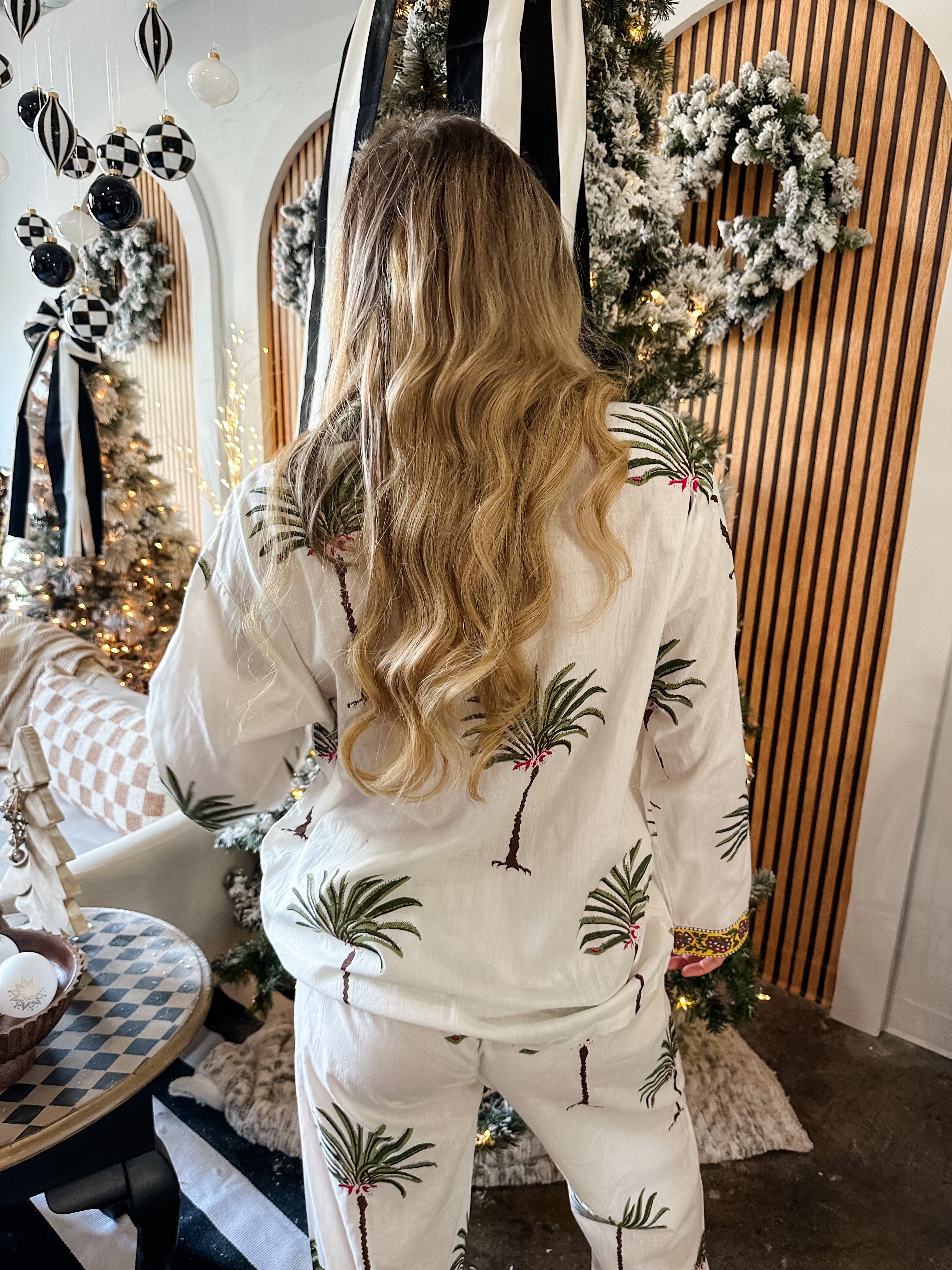 Palm Tree Long Sleeve Pajama Set