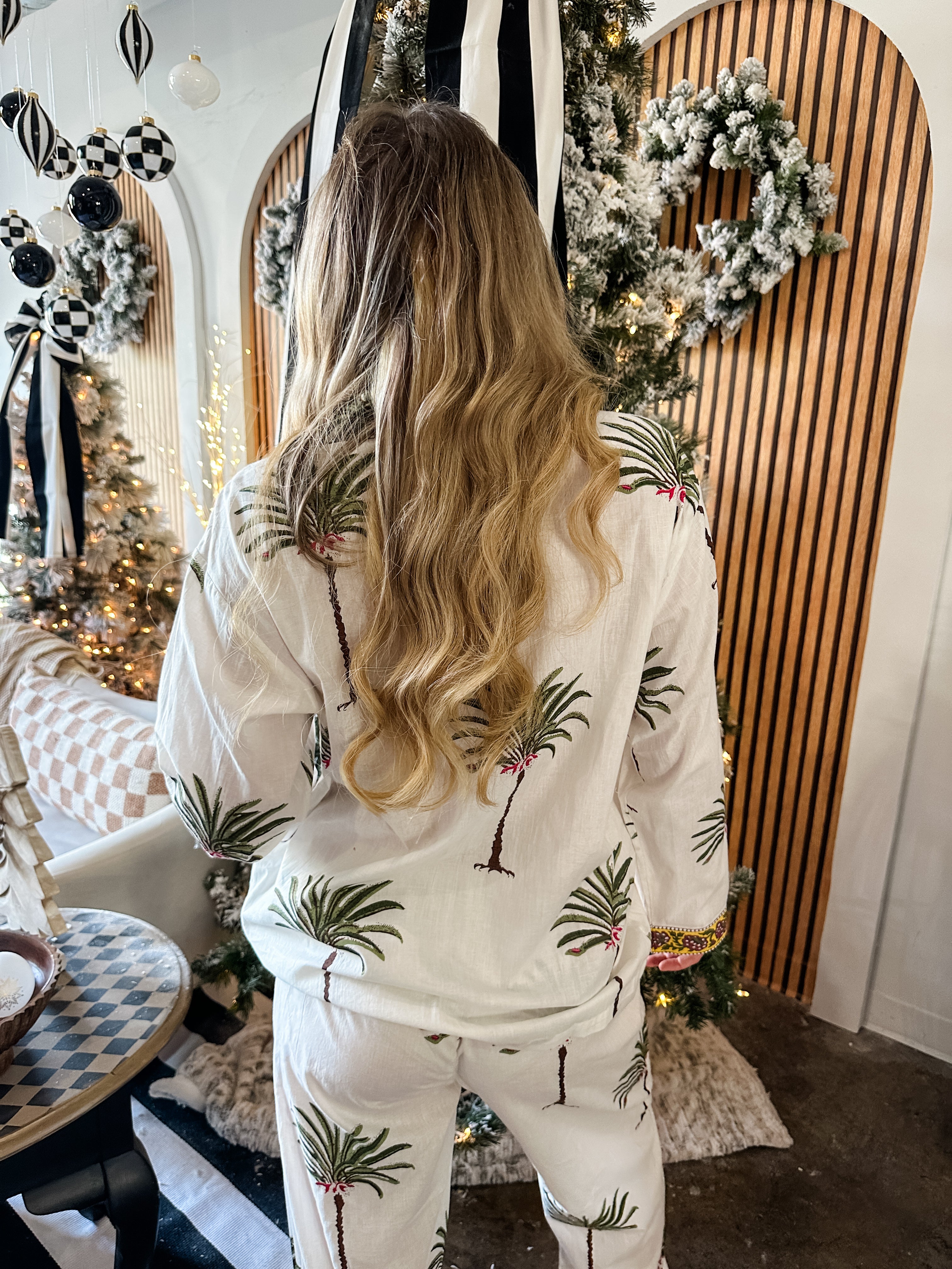 Palm Tree Long Sleeve Pajama Set