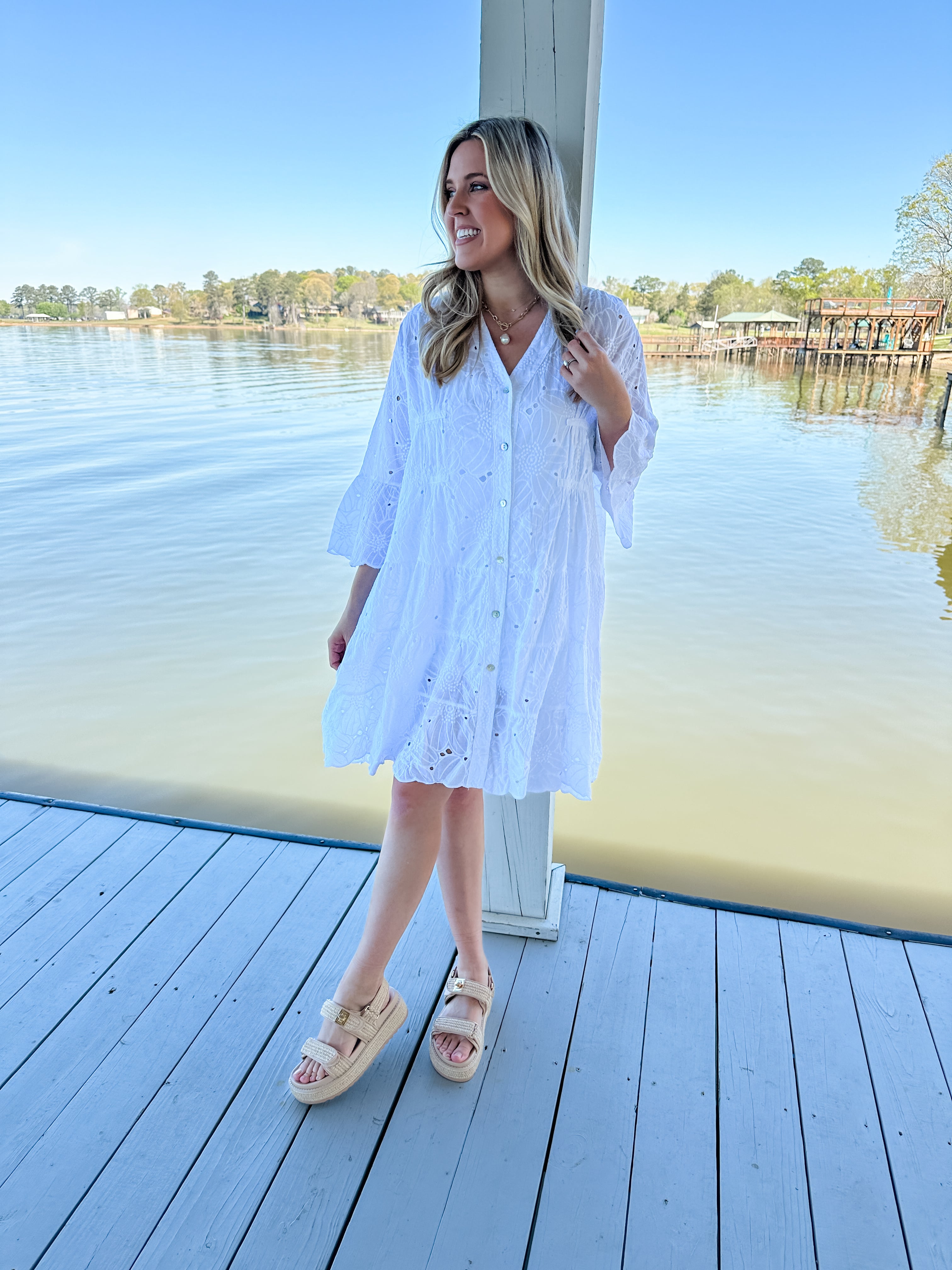 Button Front Eyelet Tunic