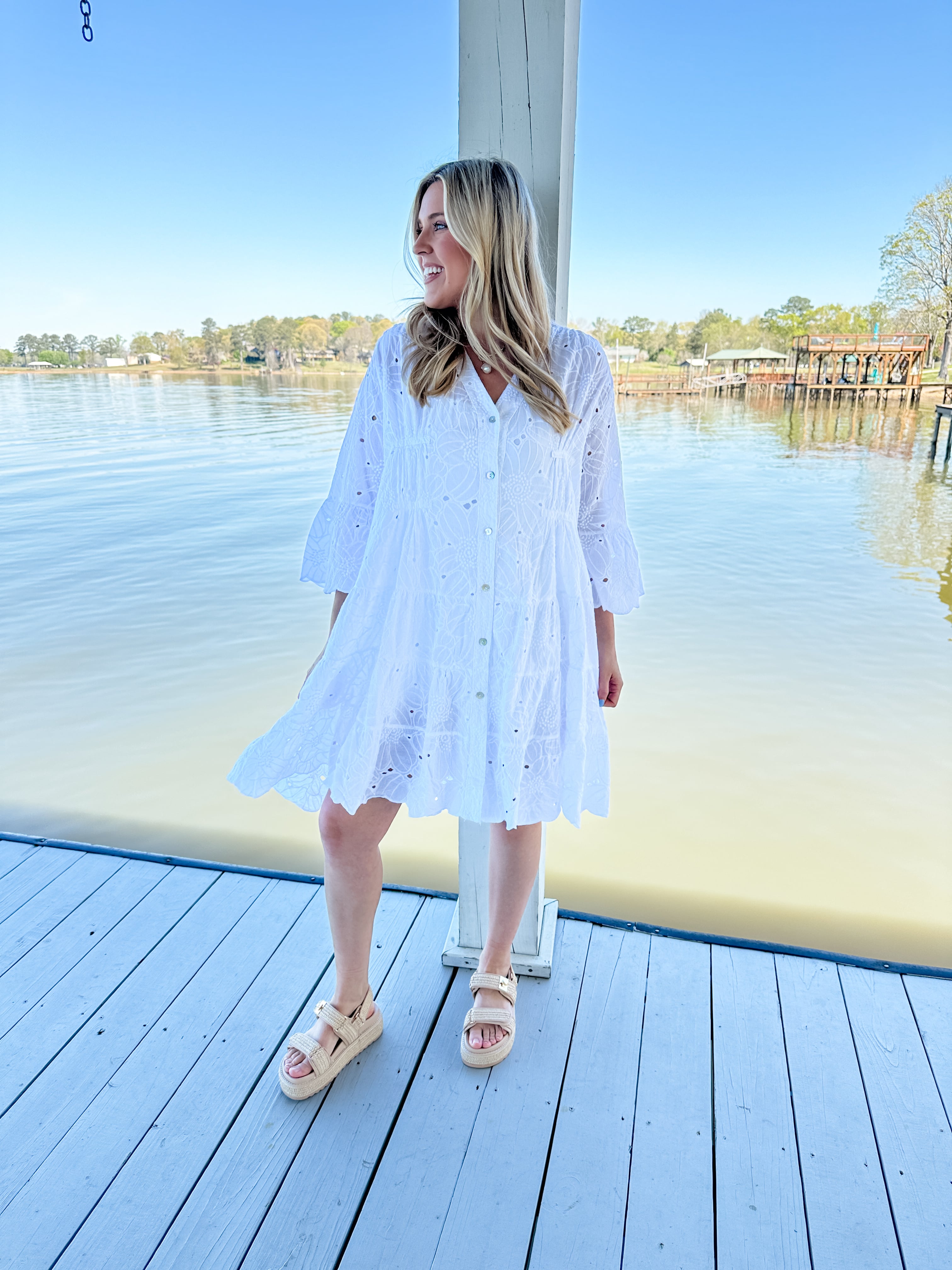 Button Front Eyelet Tunic