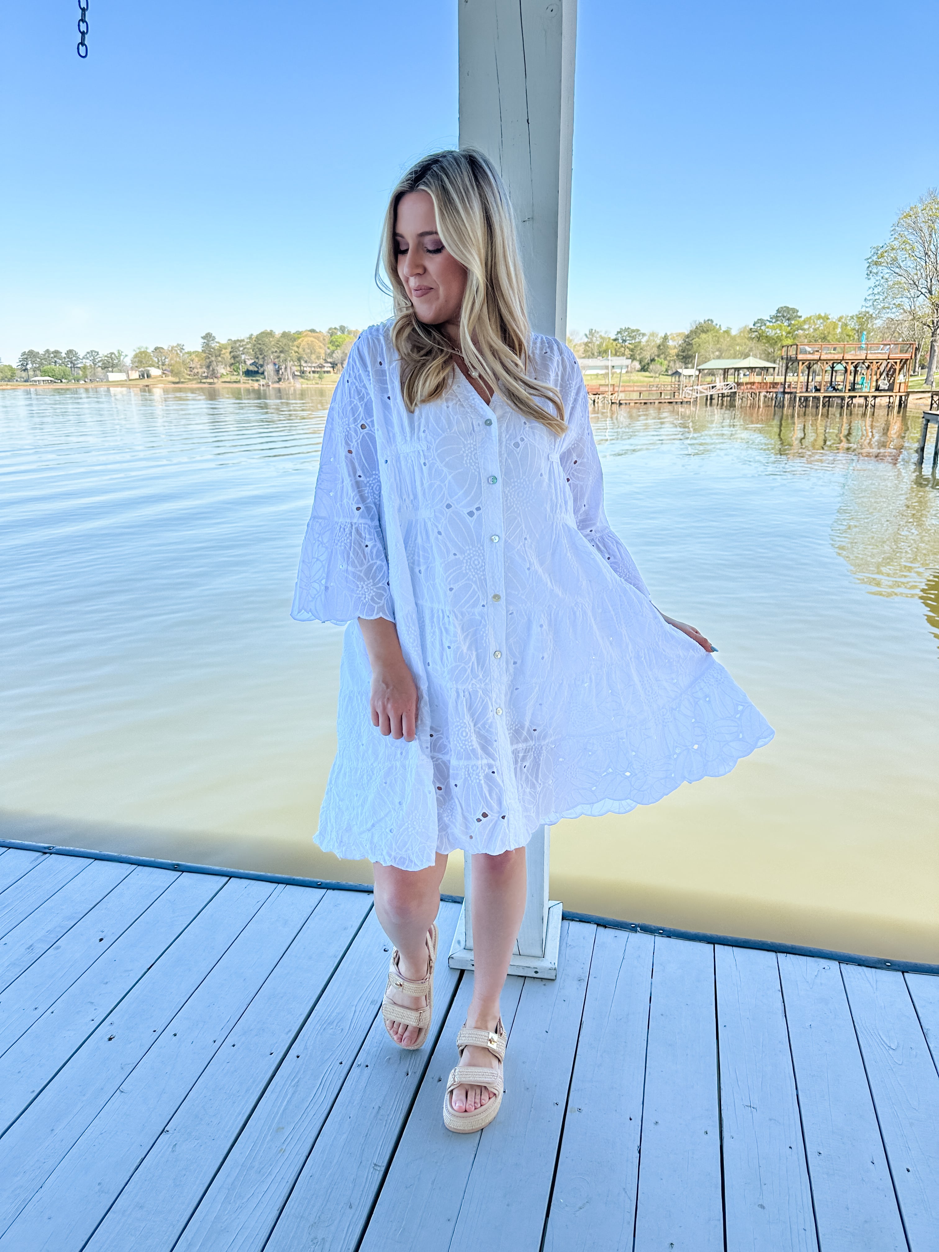 Button Front Eyelet Tunic