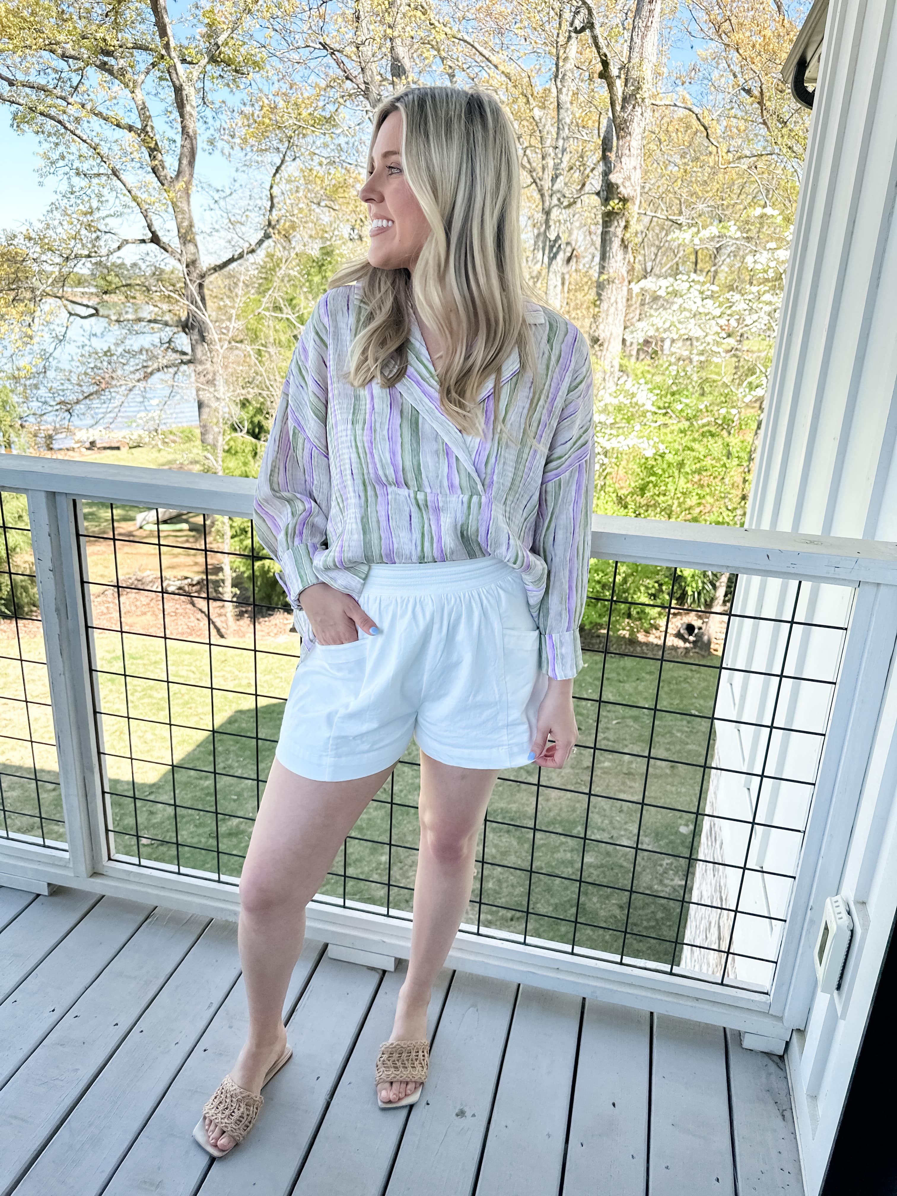 Watercolor Stripe Tuck Top