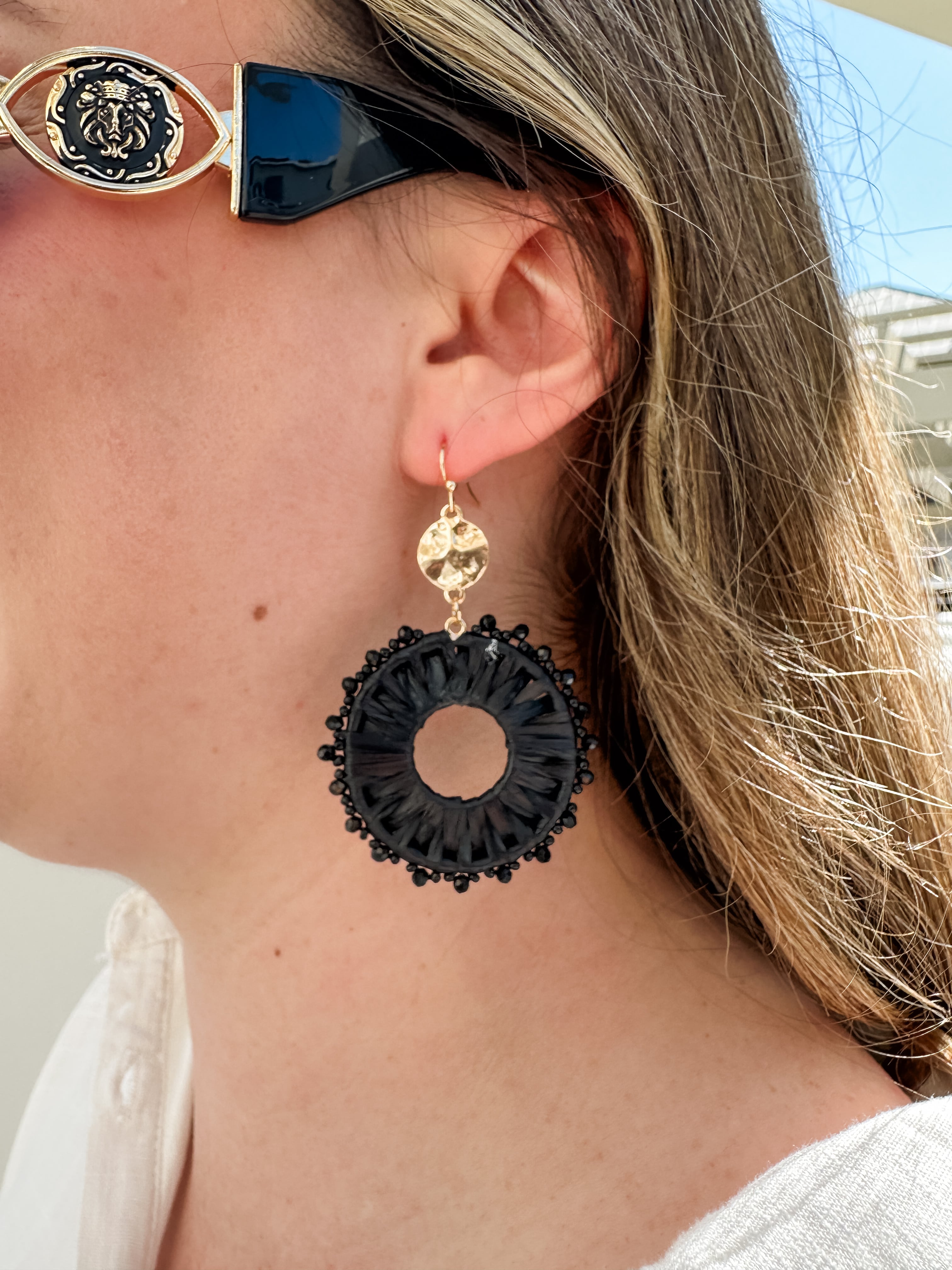 Circle Raffia Drop Earring