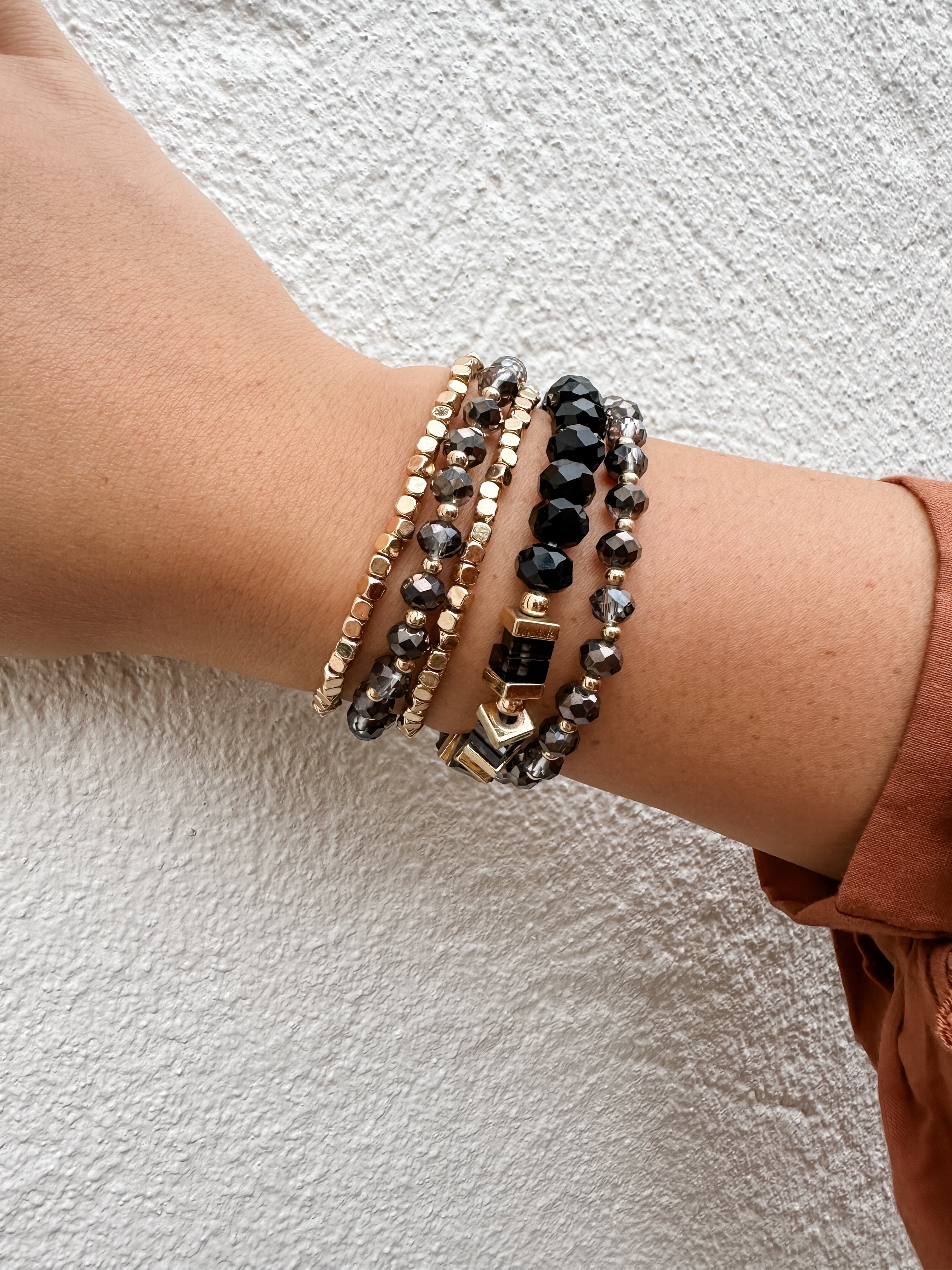 Black and Gold Bracelet Stack