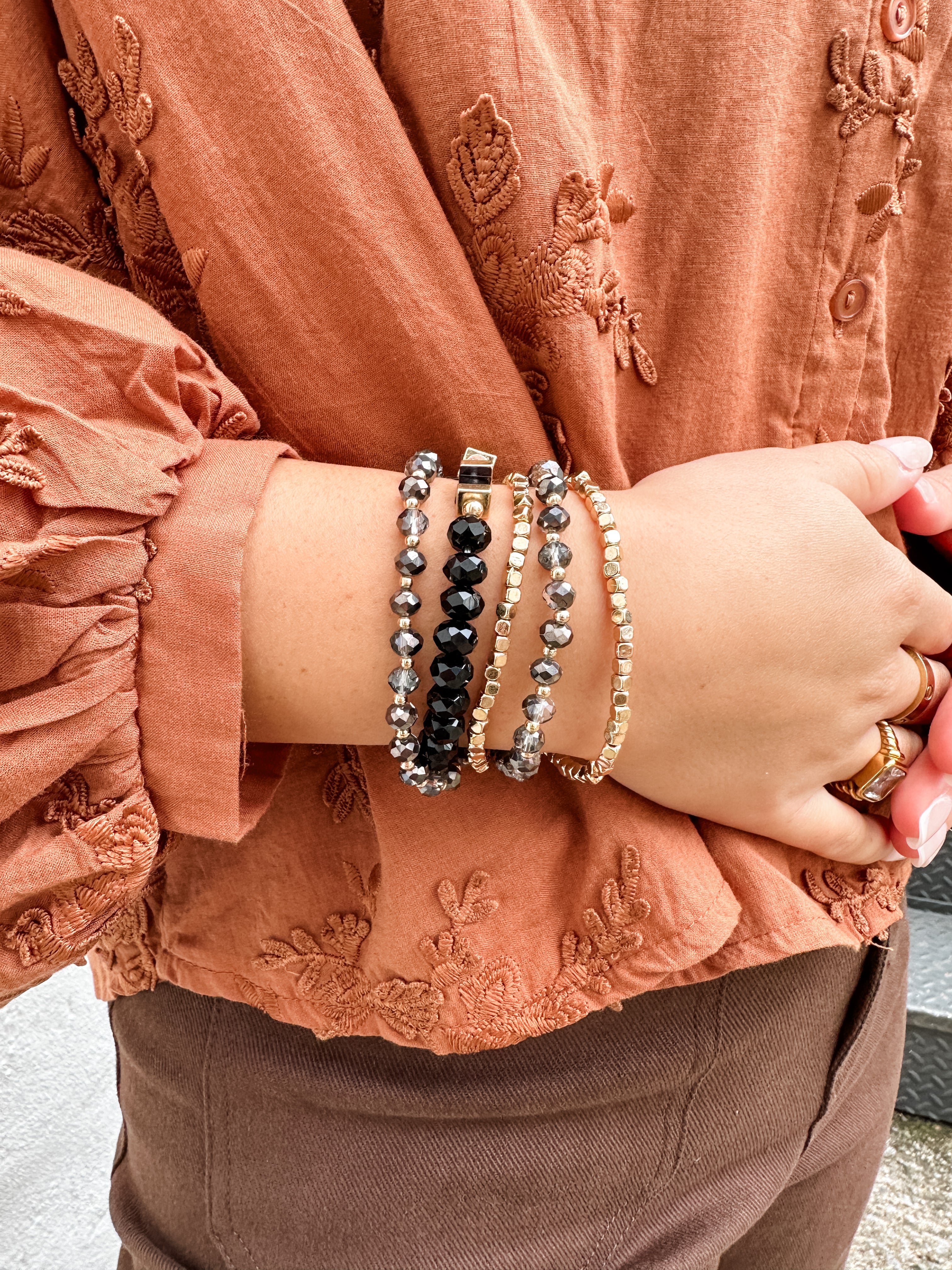 Black and Gold Bracelet Stack