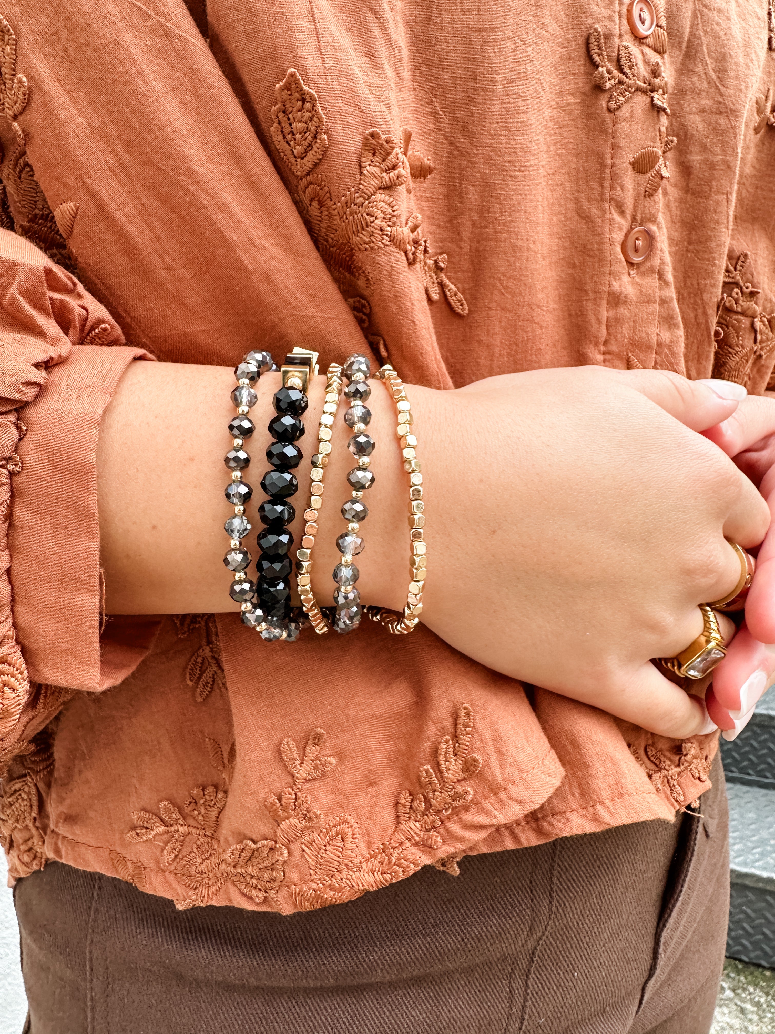 Black and Gold Bracelet Stack