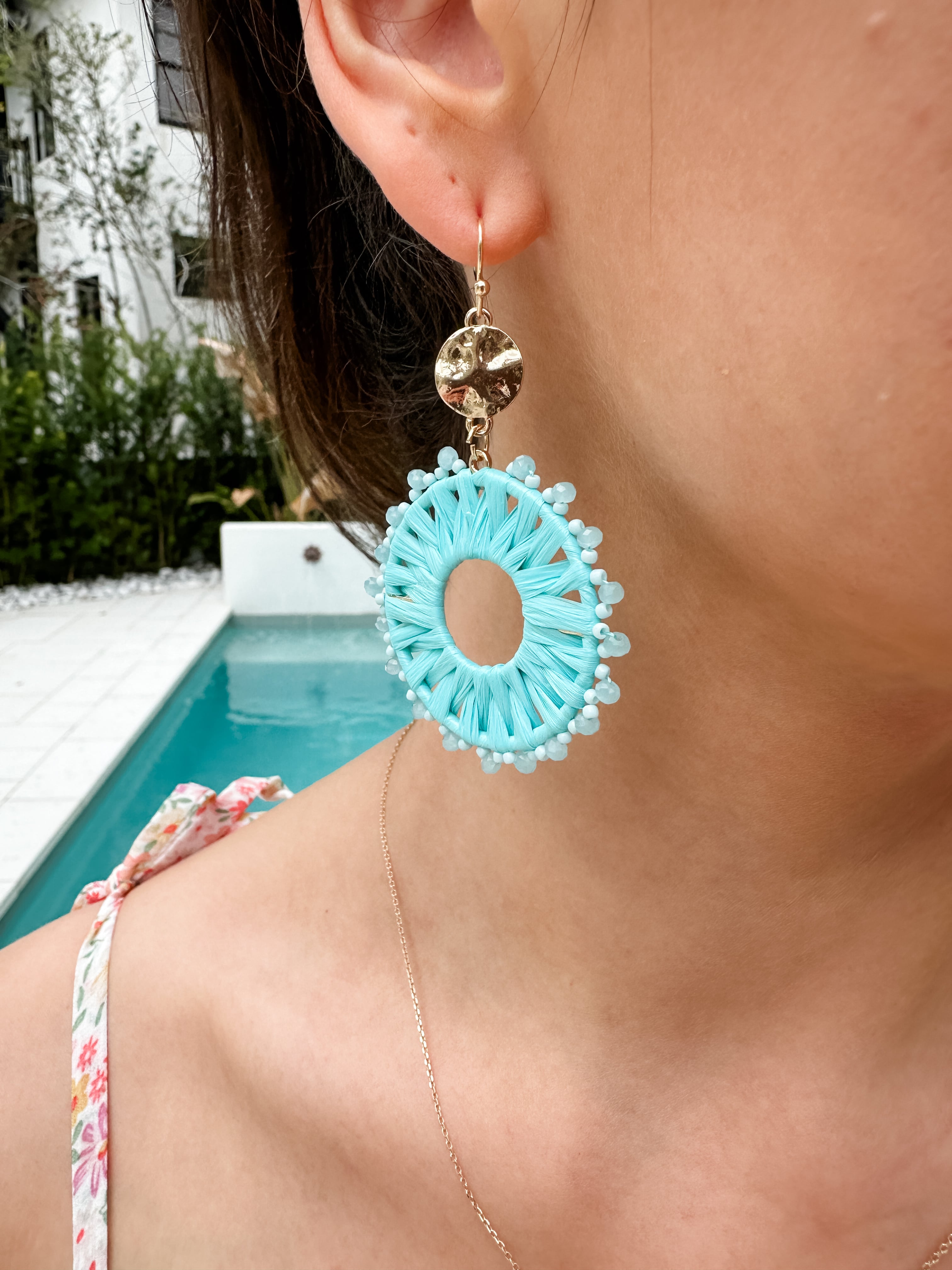 Circle Raffia Drop Earring