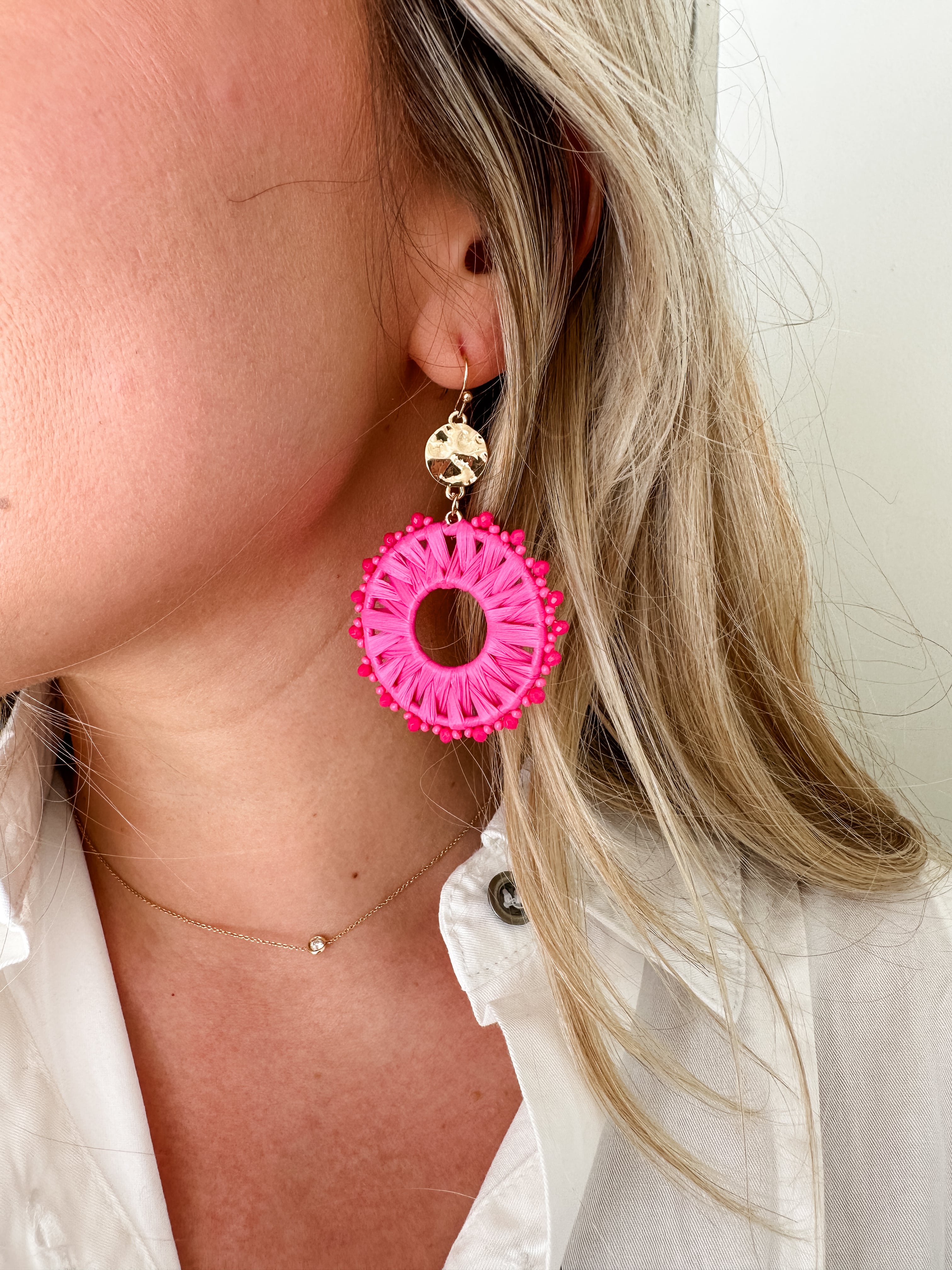 Circle Raffia Drop Earring