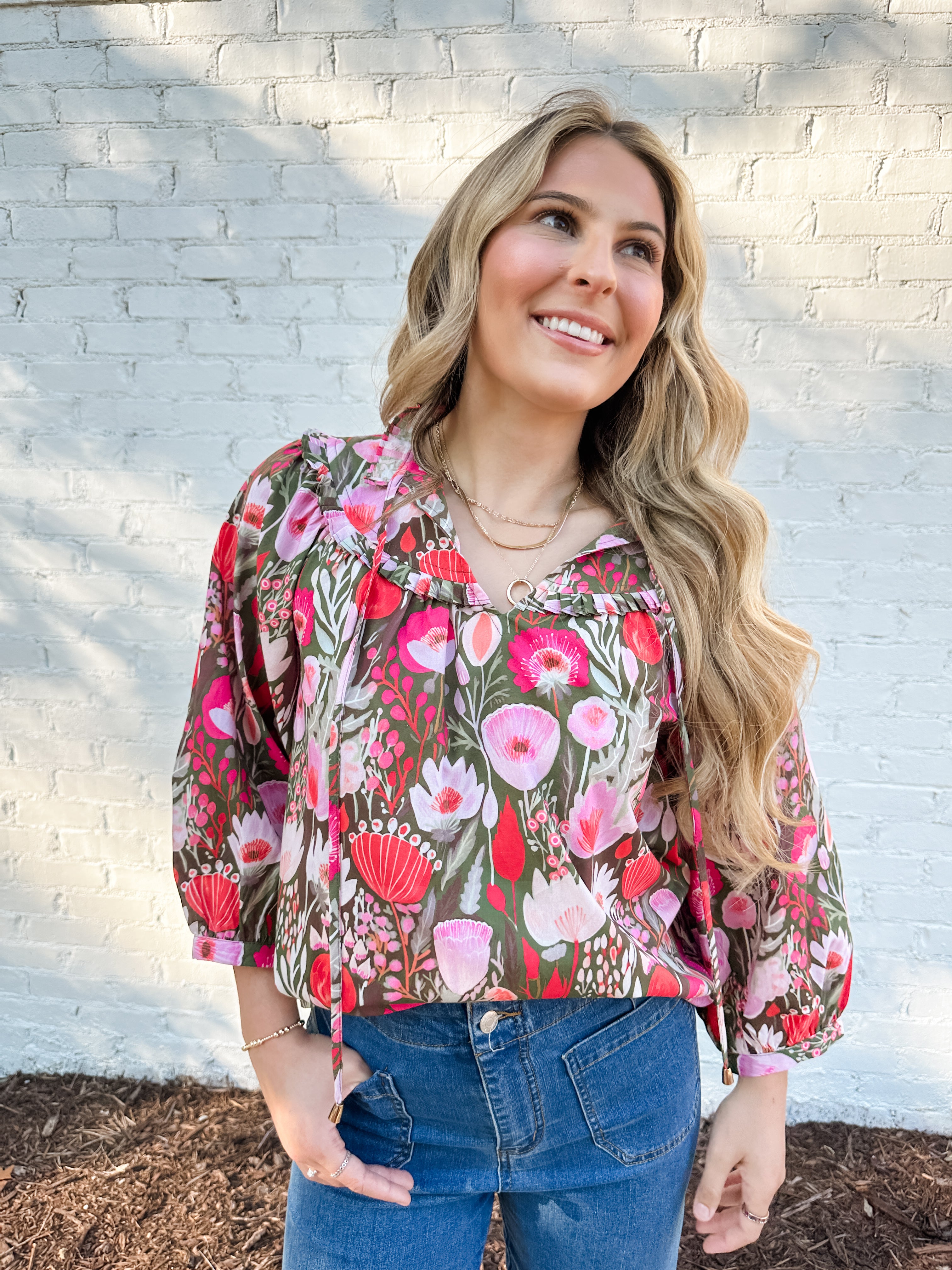 Pink Mod Floral Top