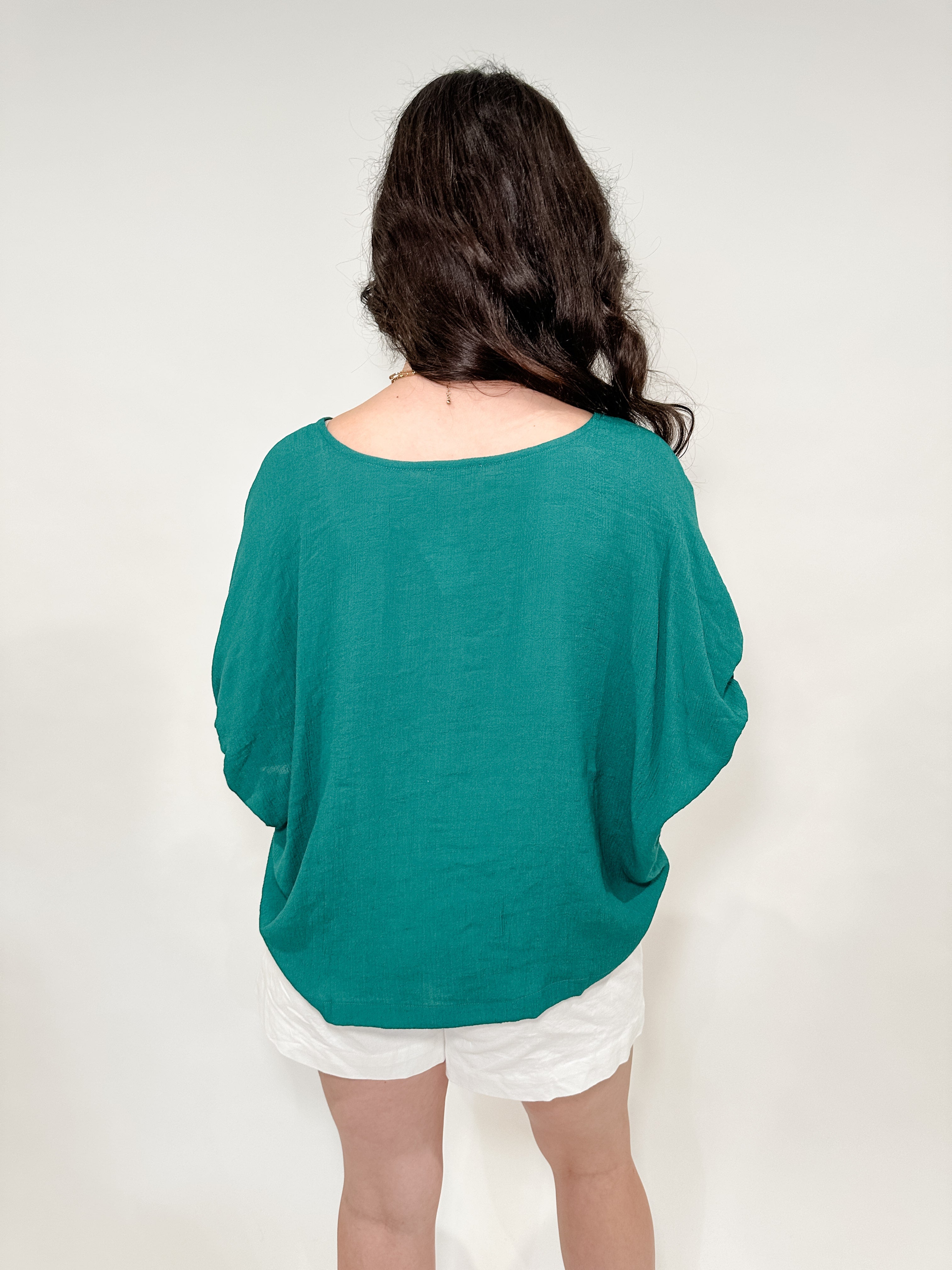 Textured Elastic Puff Sleeve Top