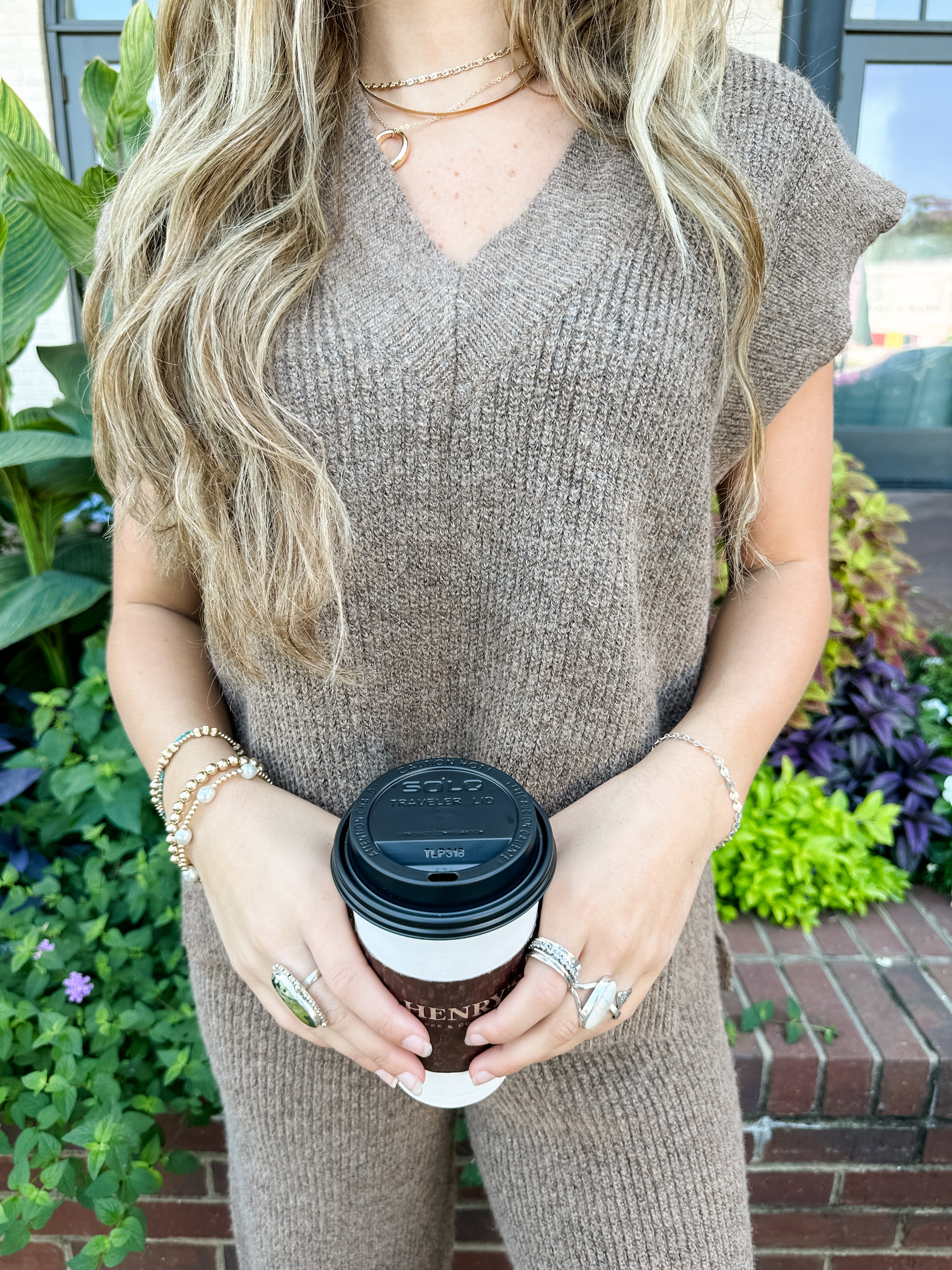 Ribbed Sweater Set Vest