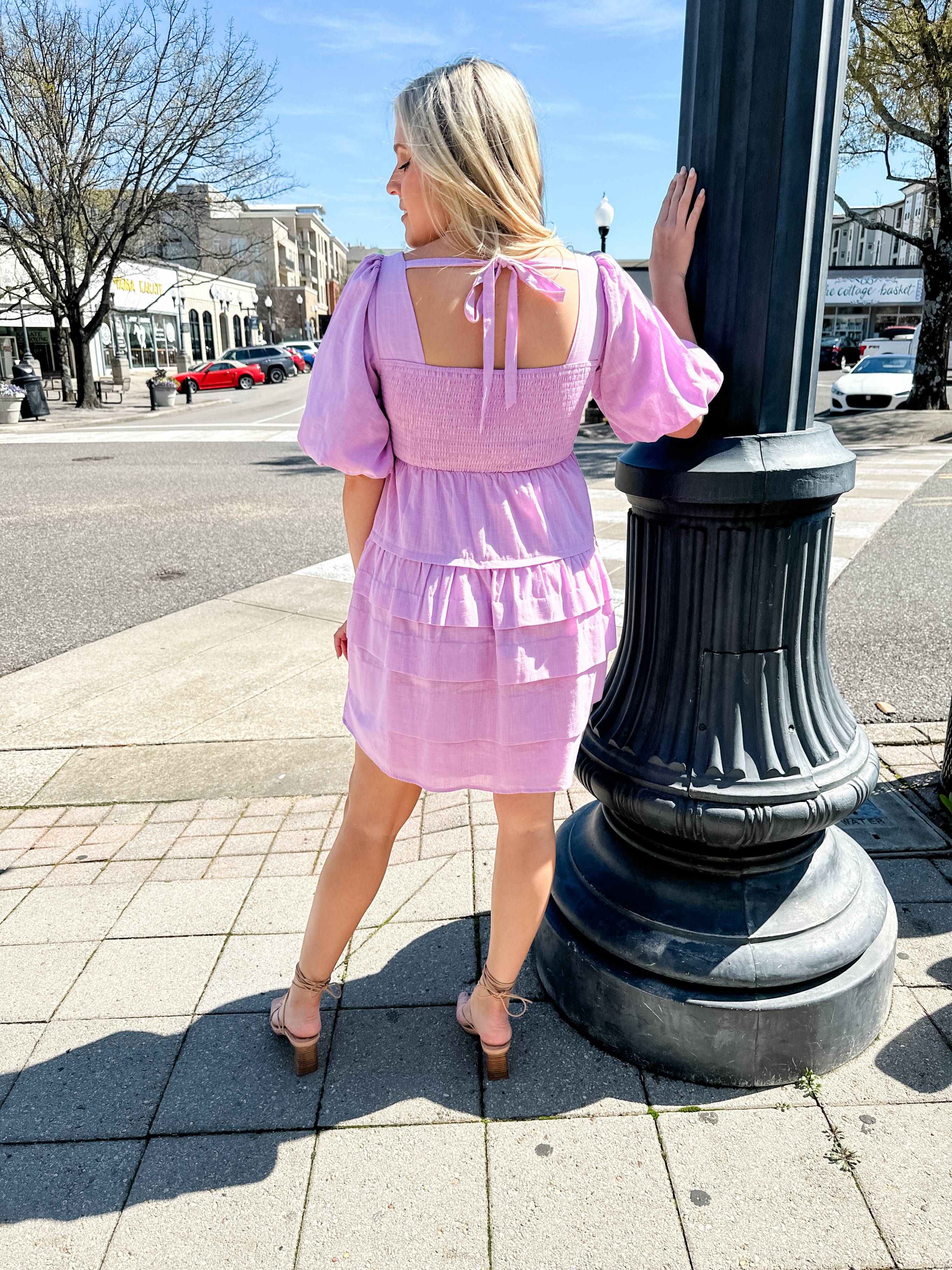 Tucked Detail Puff Sleeve Dress