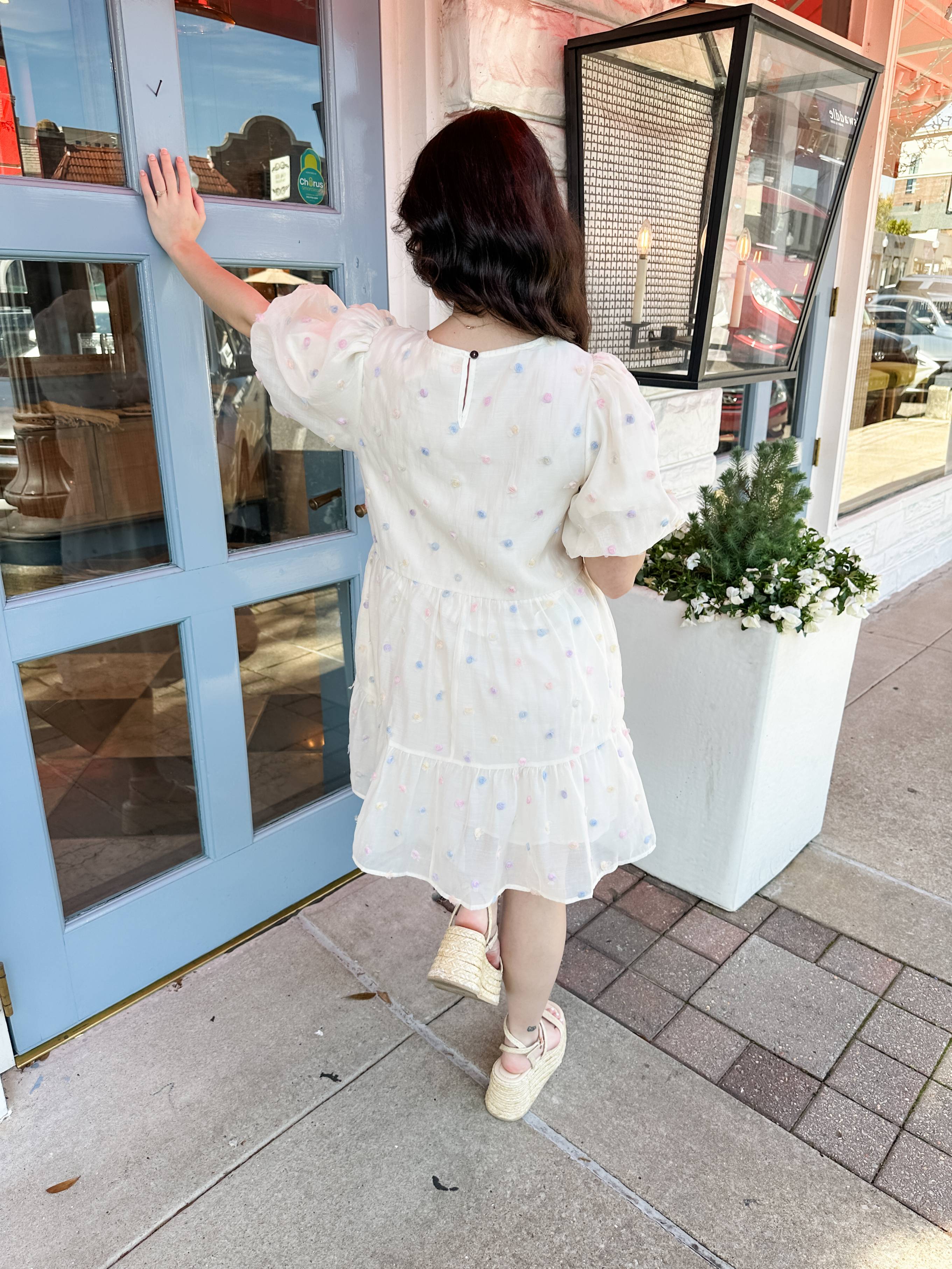 Pastel Embroidered Dots Dress