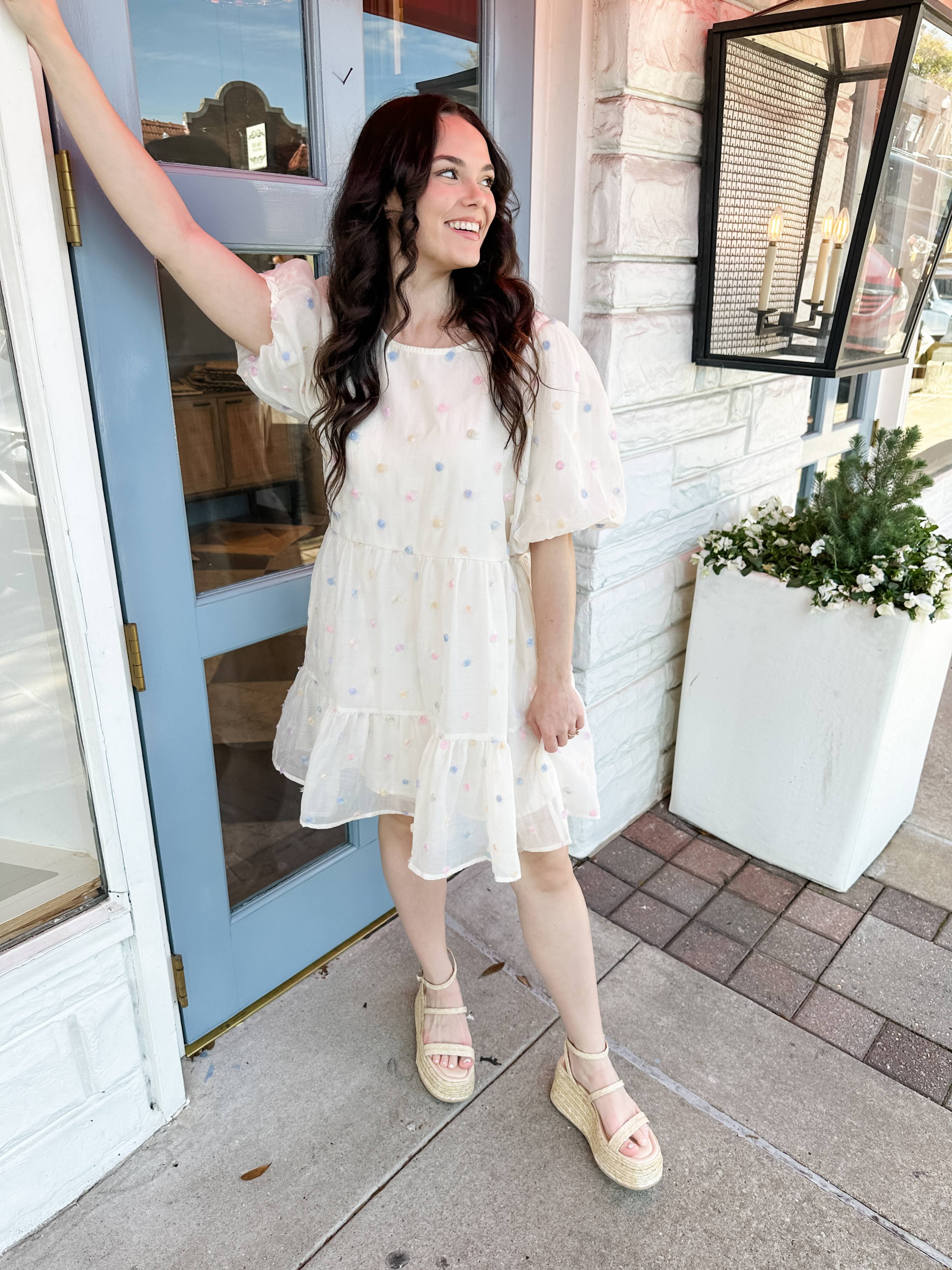 Pastel Embroidered Dots Dress