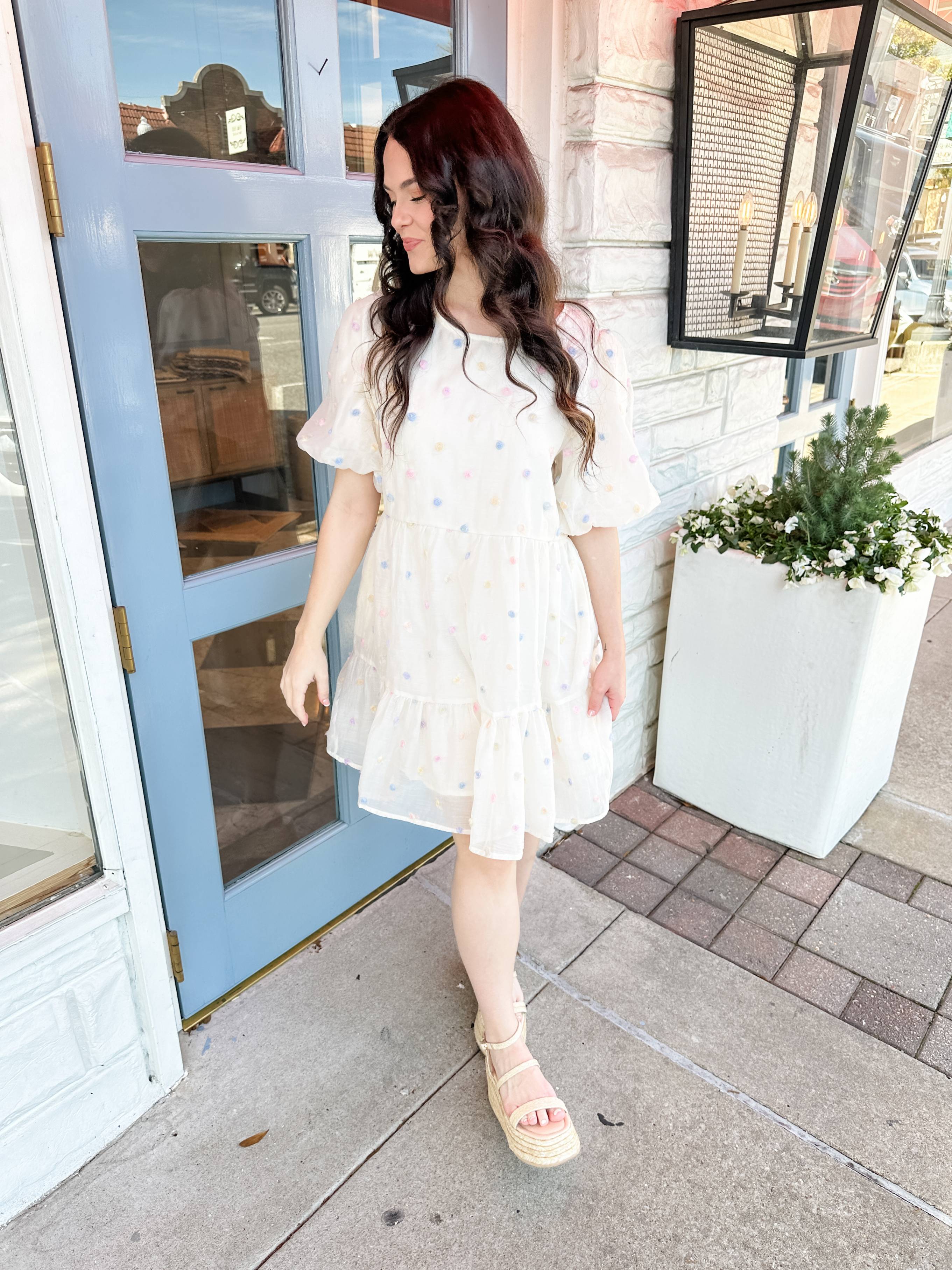 Pastel Embroidered Dots Dress