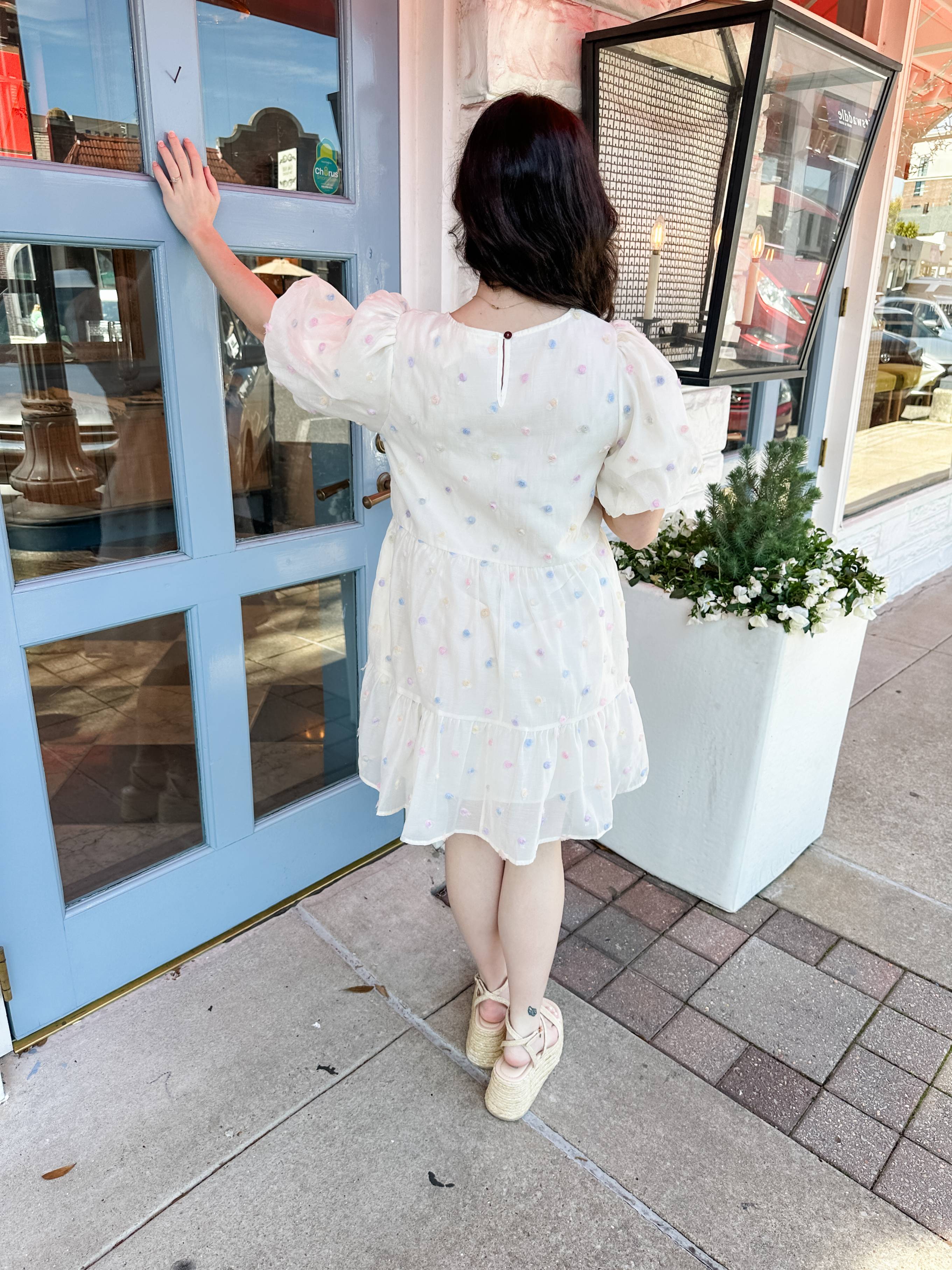 Pastel Embroidered Dots Dress